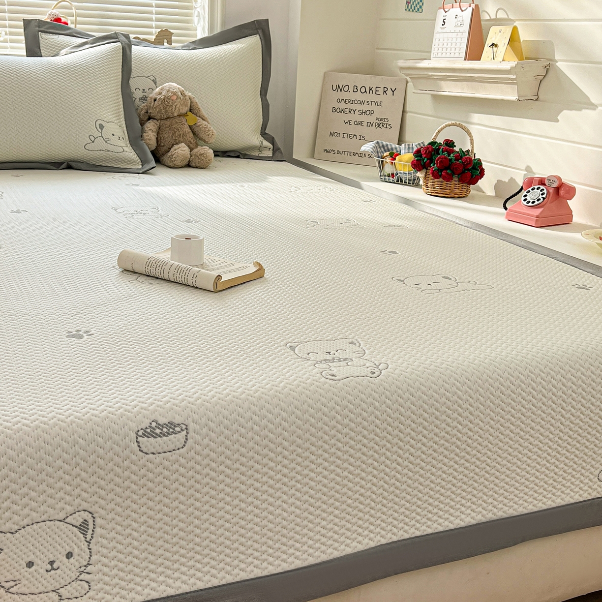 91家纺网 家纺一手货源 找家纺 （总）十里居 2026春夏新款A类凉感PE卡通提花凉席席子空调软席