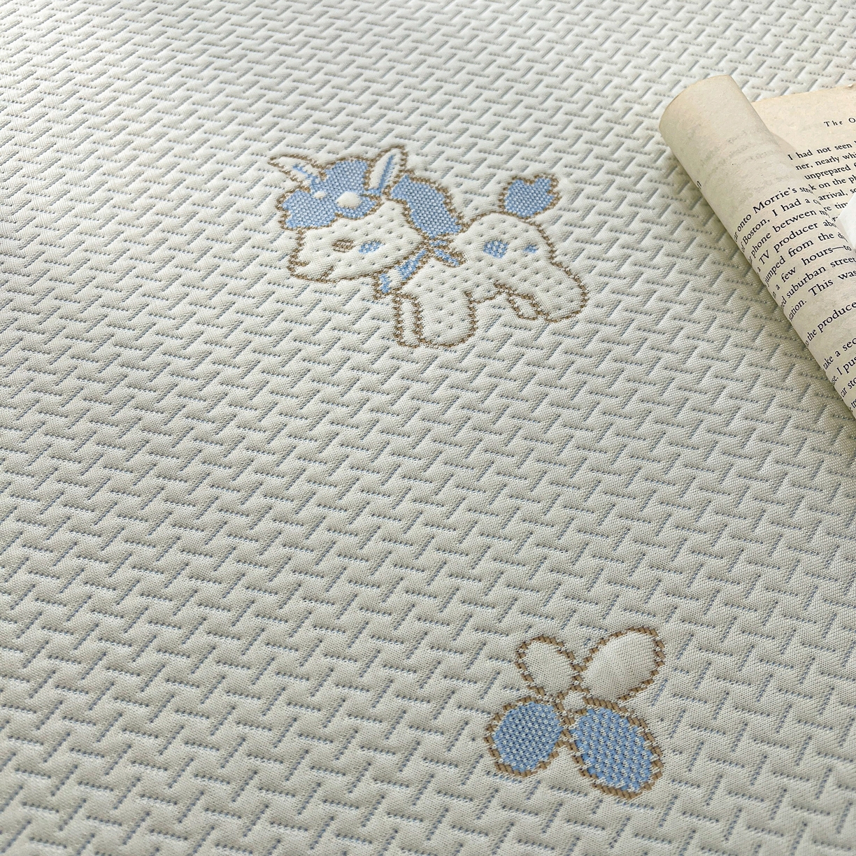 91家纺网 家纺一手货源 找家纺 十里居 2026春夏新款A类凉感PE卡通提花凉席席子空调软席 蓝色小马