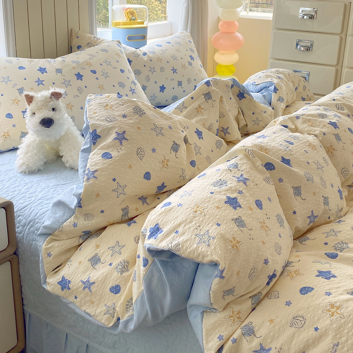 91家纺网 家纺一手货源 找家纺 （总）莱米家纺 2026新款云感泡泡纱双层纱床盖四件套