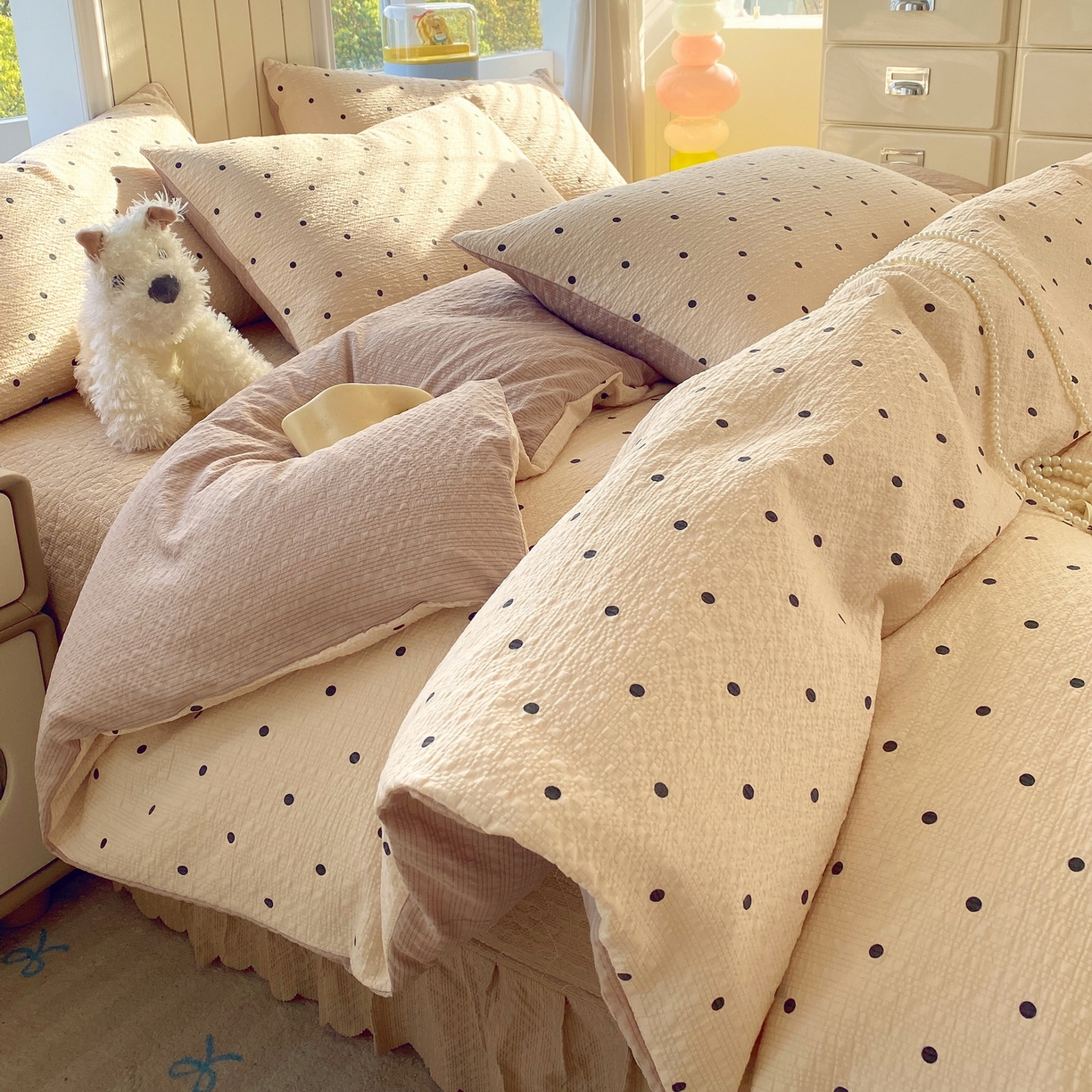 91家纺网 家纺一手货源 找家纺 （总）莱米家纺 2026新款云感泡泡纱双层纱床盖四件套