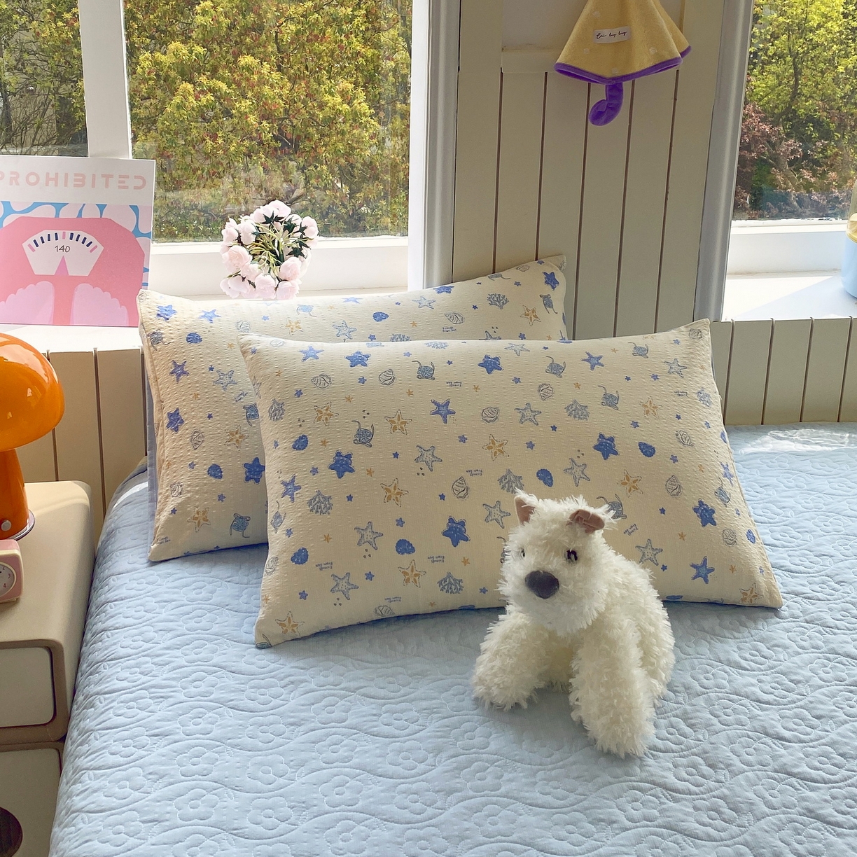 91家纺网 家纺一手货源 找家纺 莱米家纺 2026新款云感泡泡纱双层纱床盖四件套 海底星星