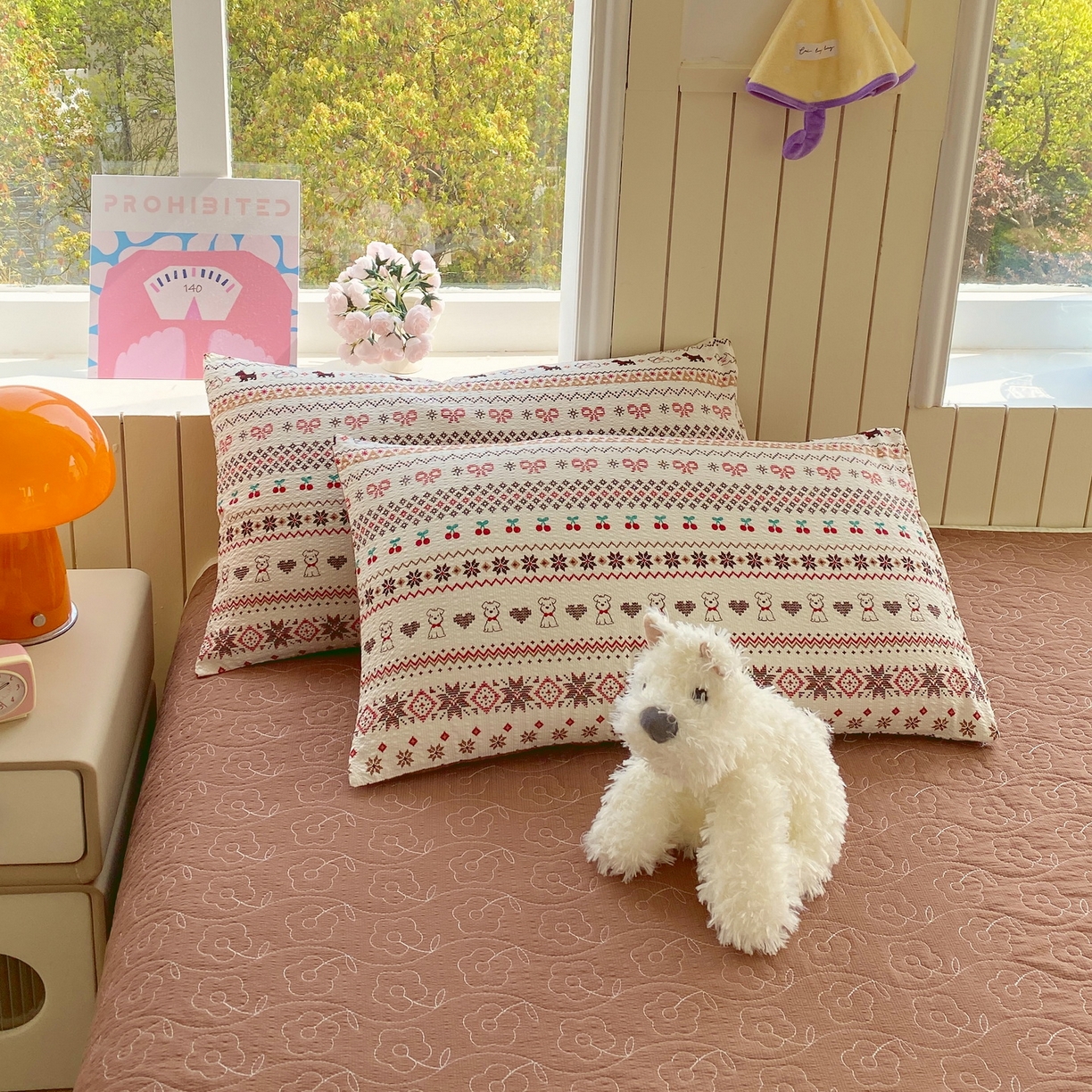 91家纺网 家纺一手货源 找家纺 莱米家纺 2026新款云感泡泡纱双层纱床盖四件套 费尔岛咖