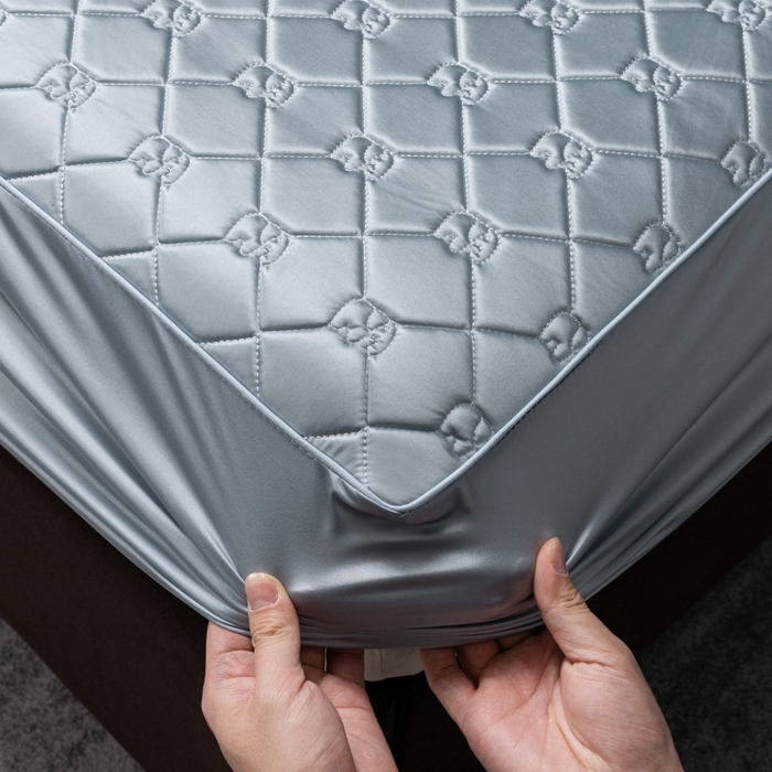 91家纺网 家纺一手货源 找家纺 阿那亚 2026新款冰萃凉感硅胶凉席三件套夏被四件套 冰月蓝