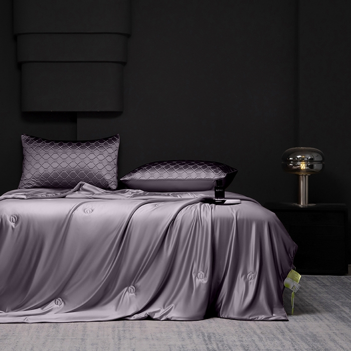 阿那亚 2026新款冰萃凉感硅胶凉席三件套夏被四件套 凝夜紫