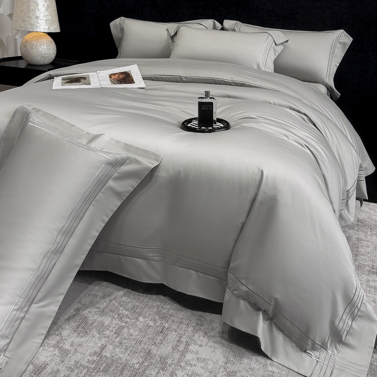 91家纺网 家纺一手货源 找家纺 （总）2026新款长绒棉贡缎全棉纯棉刺绣四件套 栖悦