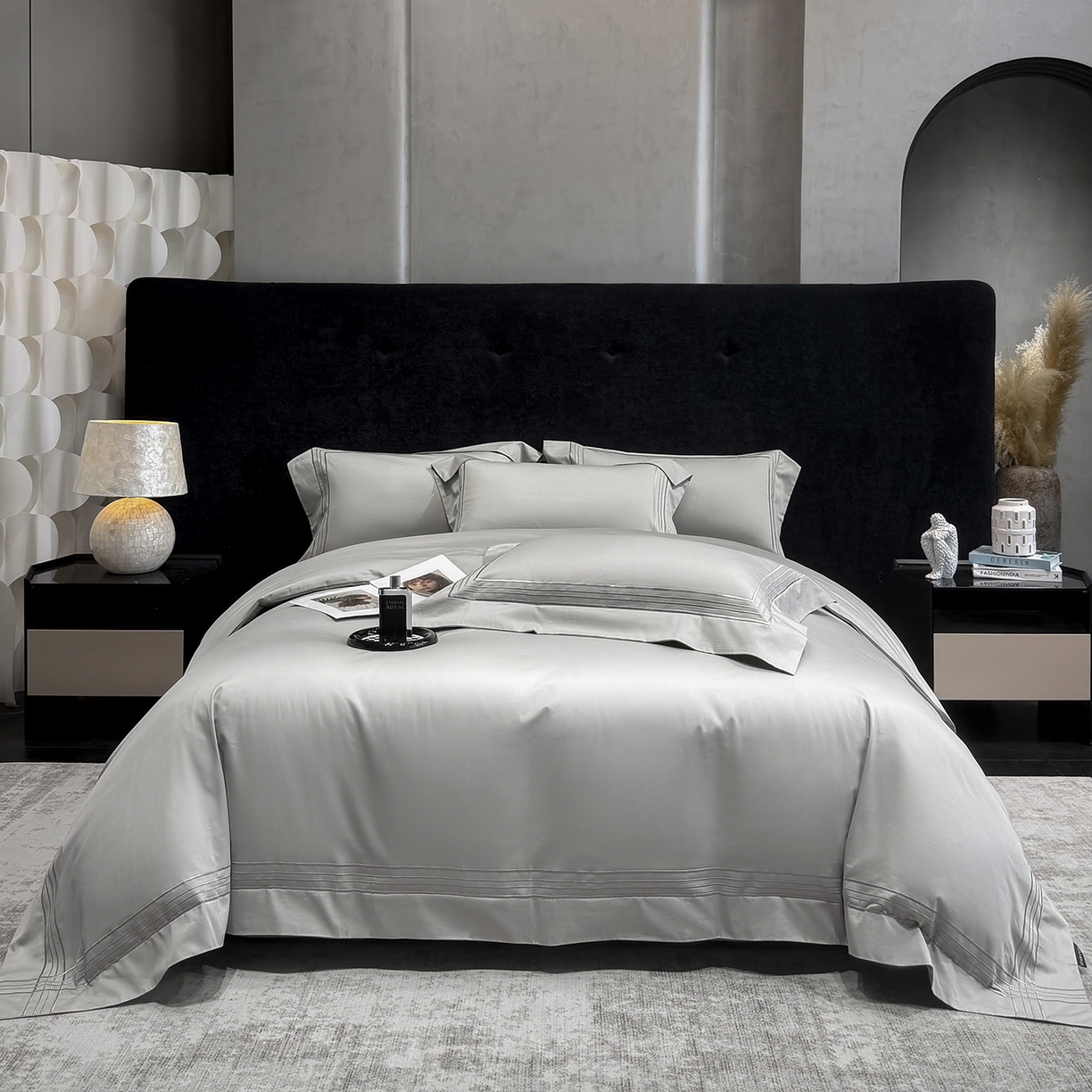 91家纺网 家纺一手货源 找家纺 星蕴家纺 2026新款贡缎新疆长绒棉四件套-千寻 千寻高级灰