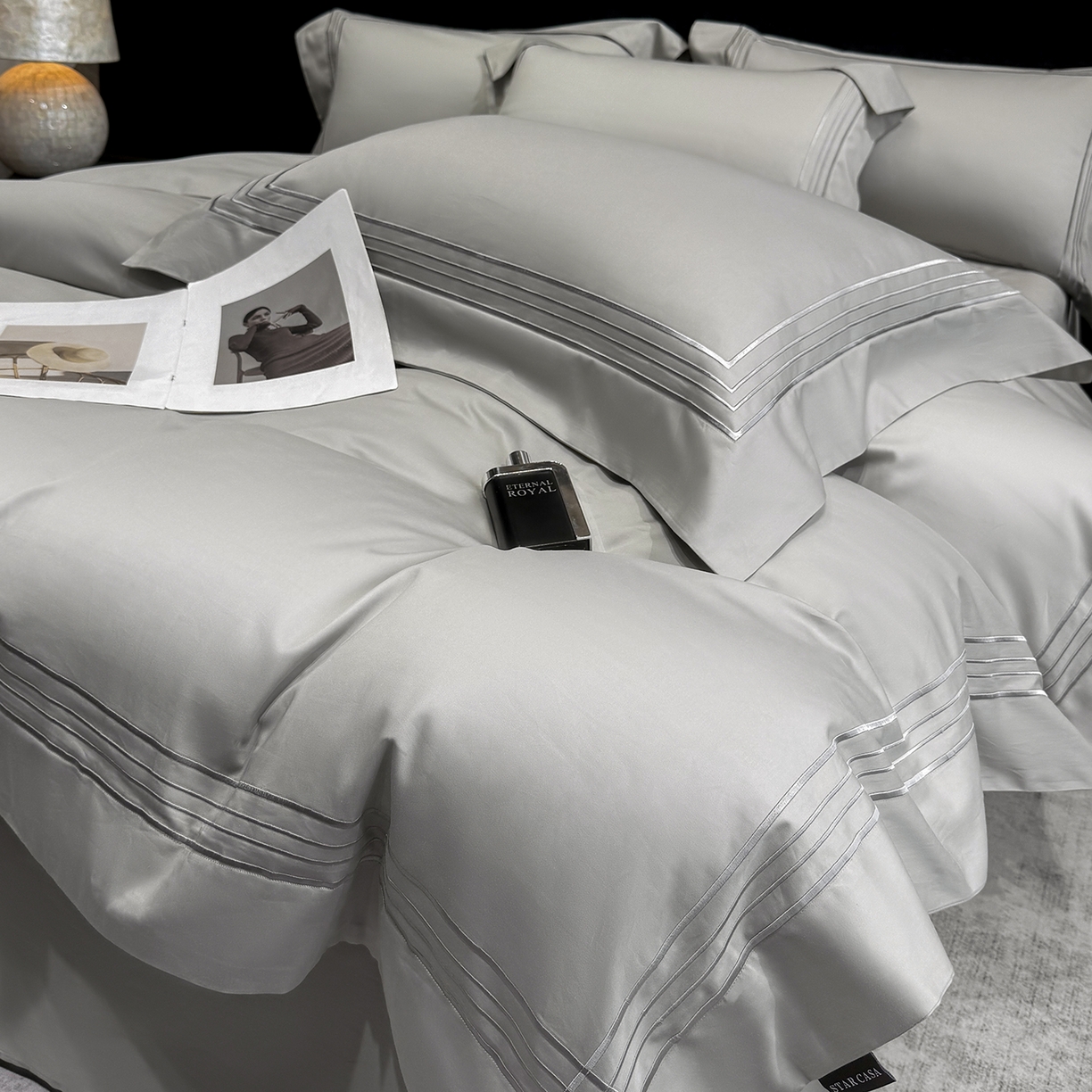 91家纺网 家纺一手货源 找家纺 星蕴家纺 2026新款贡缎新疆长绒棉四件套-千寻 千寻高级灰