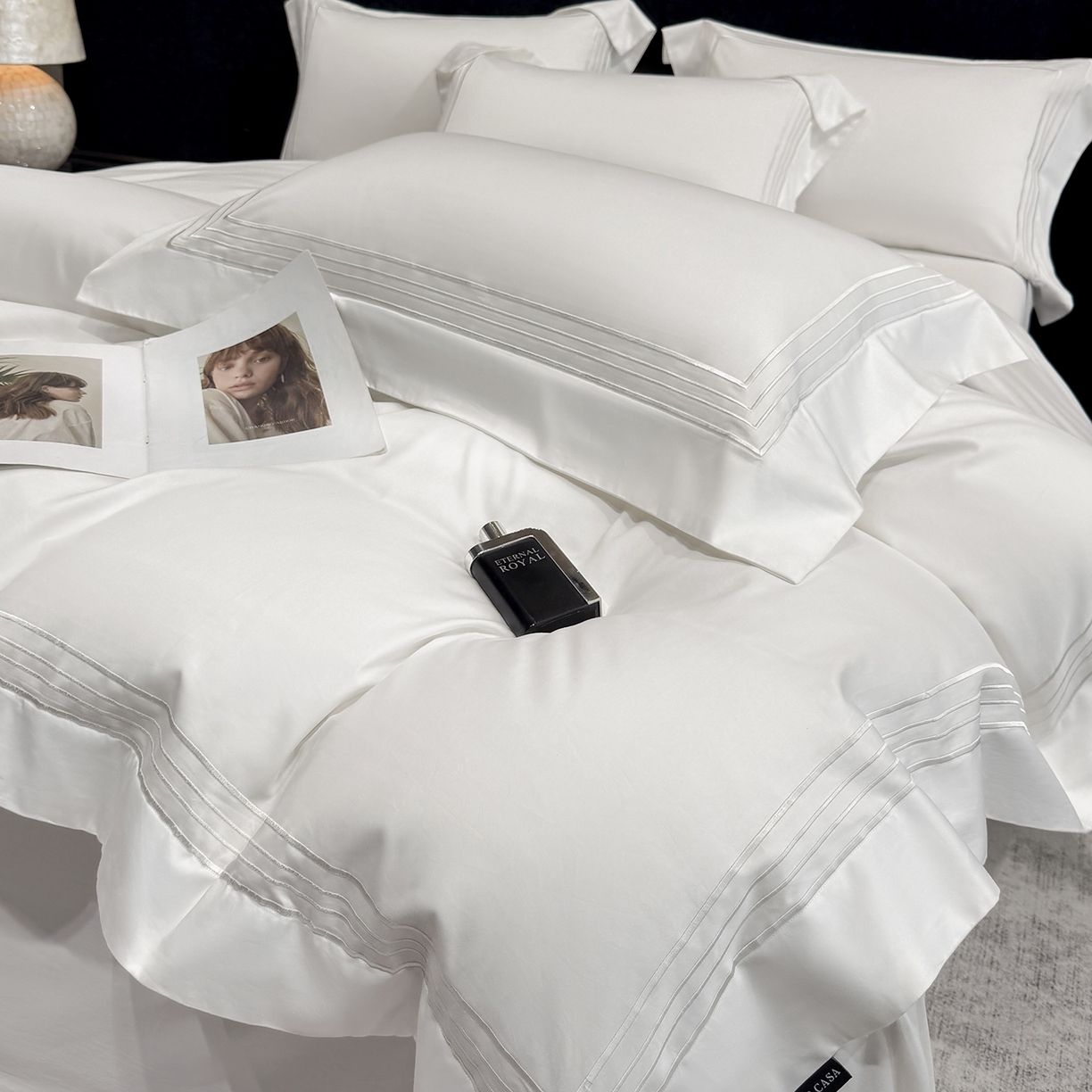 91家纺网 家纺一手货源 找家纺 星蕴家纺 2026新款贡缎新疆长绒棉四件套-千寻 千寻贵族白