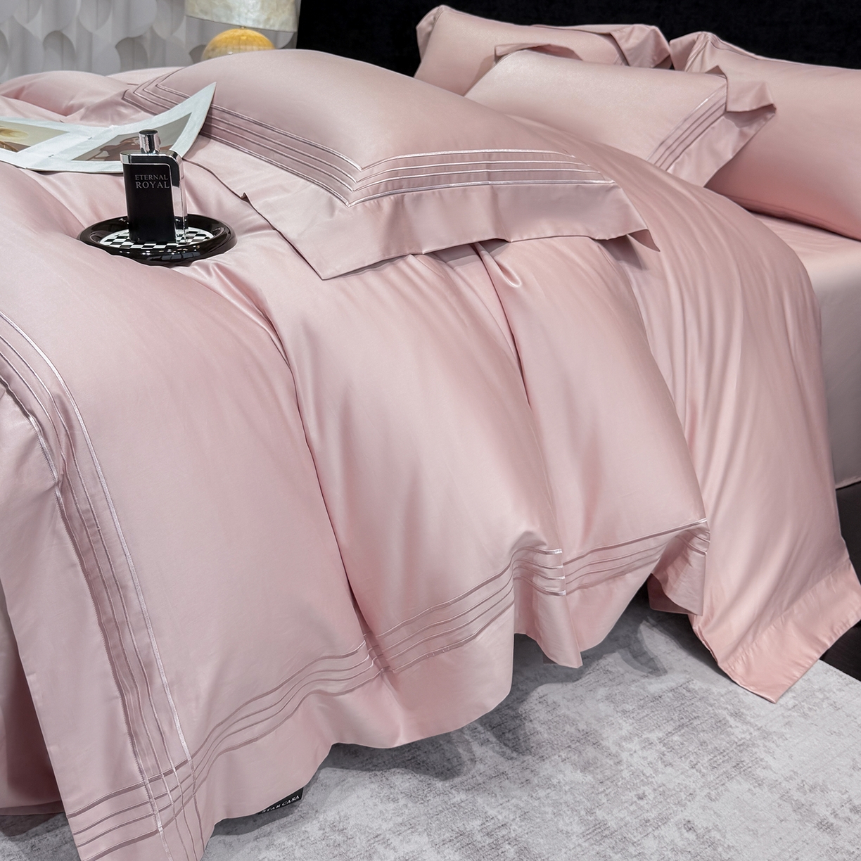 91家纺网 家纺一手货源 找家纺 星蕴家纺 2026新款贡缎新疆长绒棉四件套-千寻 千寻可可粉