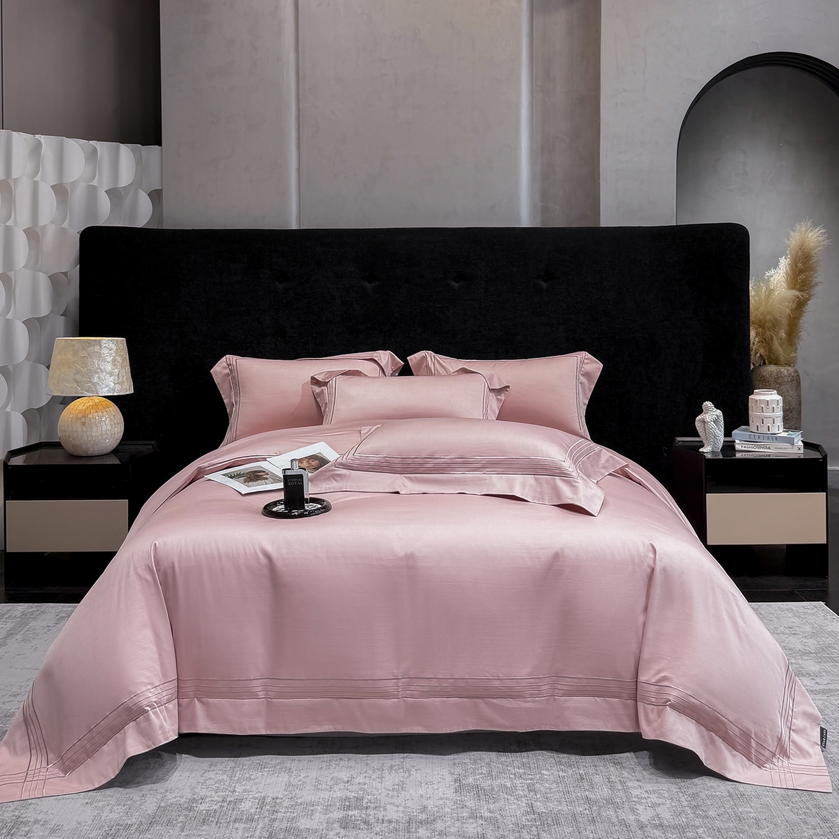 91家纺网 家纺一手货源 找家纺 星蕴家纺 2026新款贡缎新疆长绒棉四件套-千寻 千寻可可粉