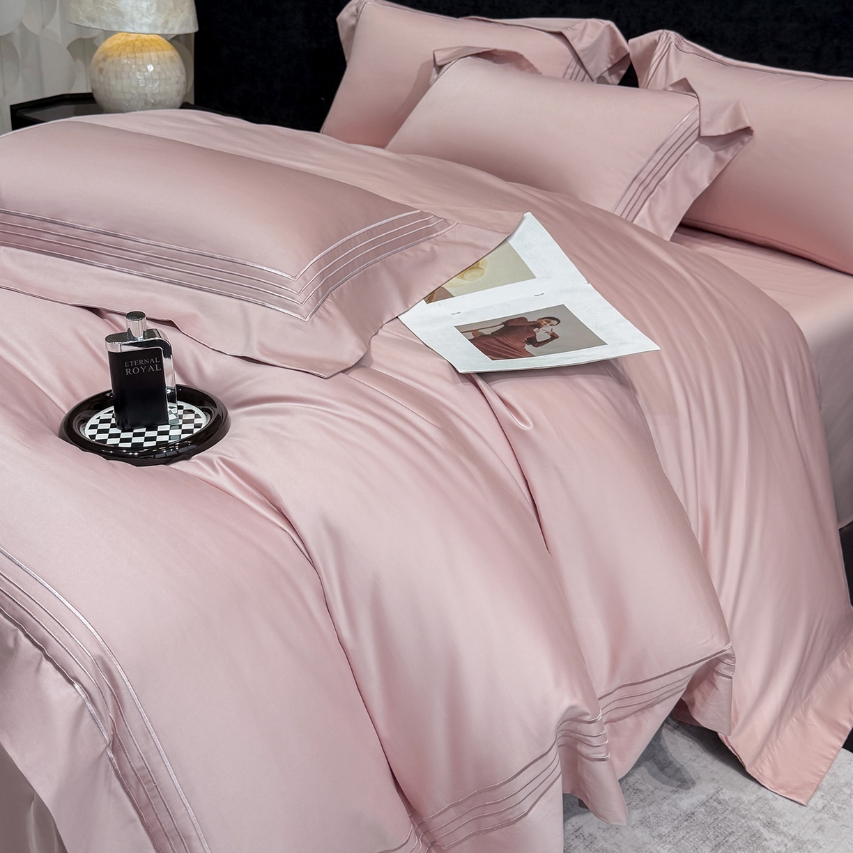 91家纺网 家纺一手货源 找家纺 星蕴家纺 2026新款贡缎新疆长绒棉四件套-千寻 千寻可可粉