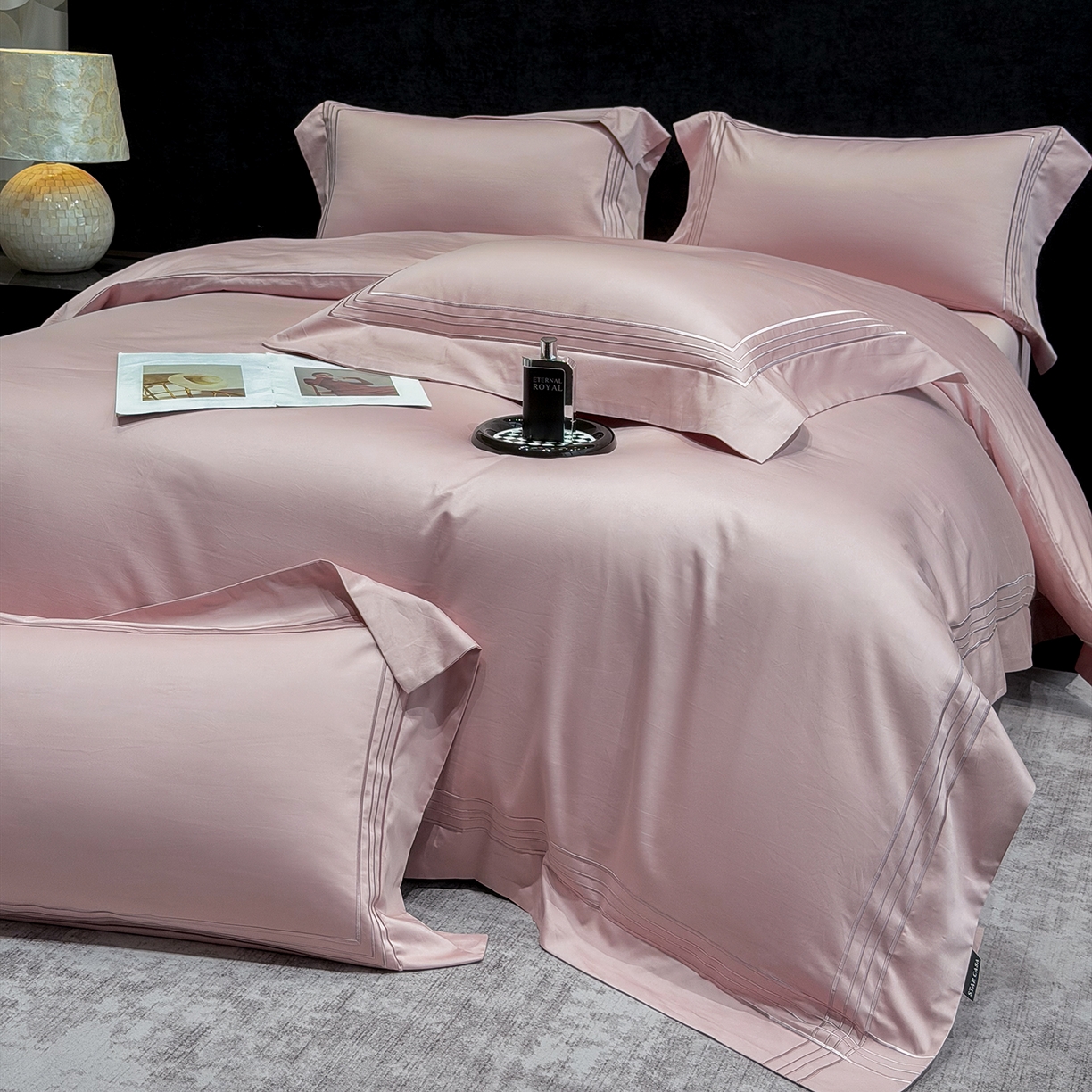 91家纺网 家纺一手货源 找家纺 星蕴家纺 2026新款贡缎新疆长绒棉四件套-千寻 千寻可可粉