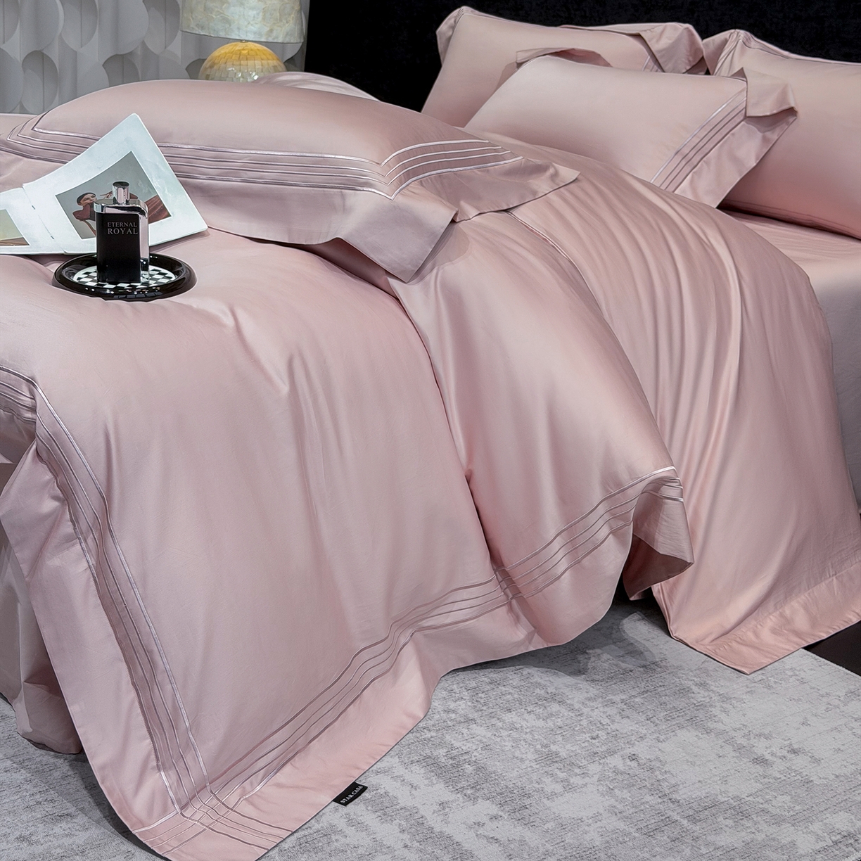 91家纺网 家纺一手货源 找家纺 星蕴家纺 2026新款贡缎新疆长绒棉四件套-千寻 千寻可可粉