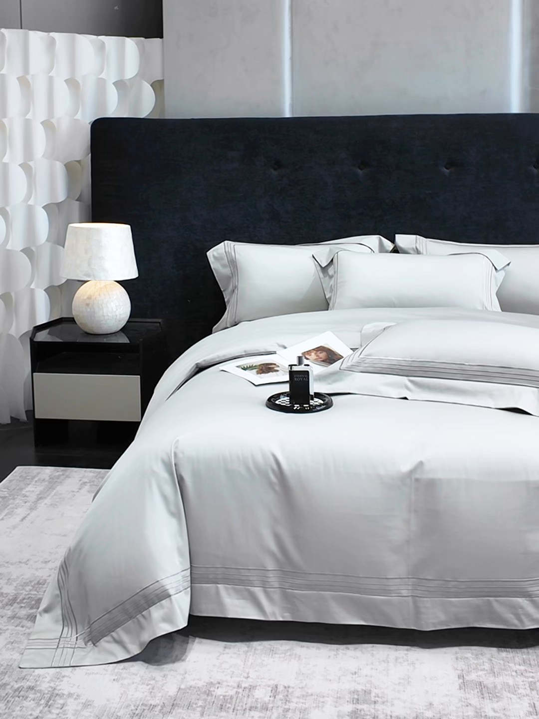 91家纺网 家纺一手货源 找家纺 星蕴家纺 2026新款贡缎新疆长绒棉四件套-千寻 千寻高级灰