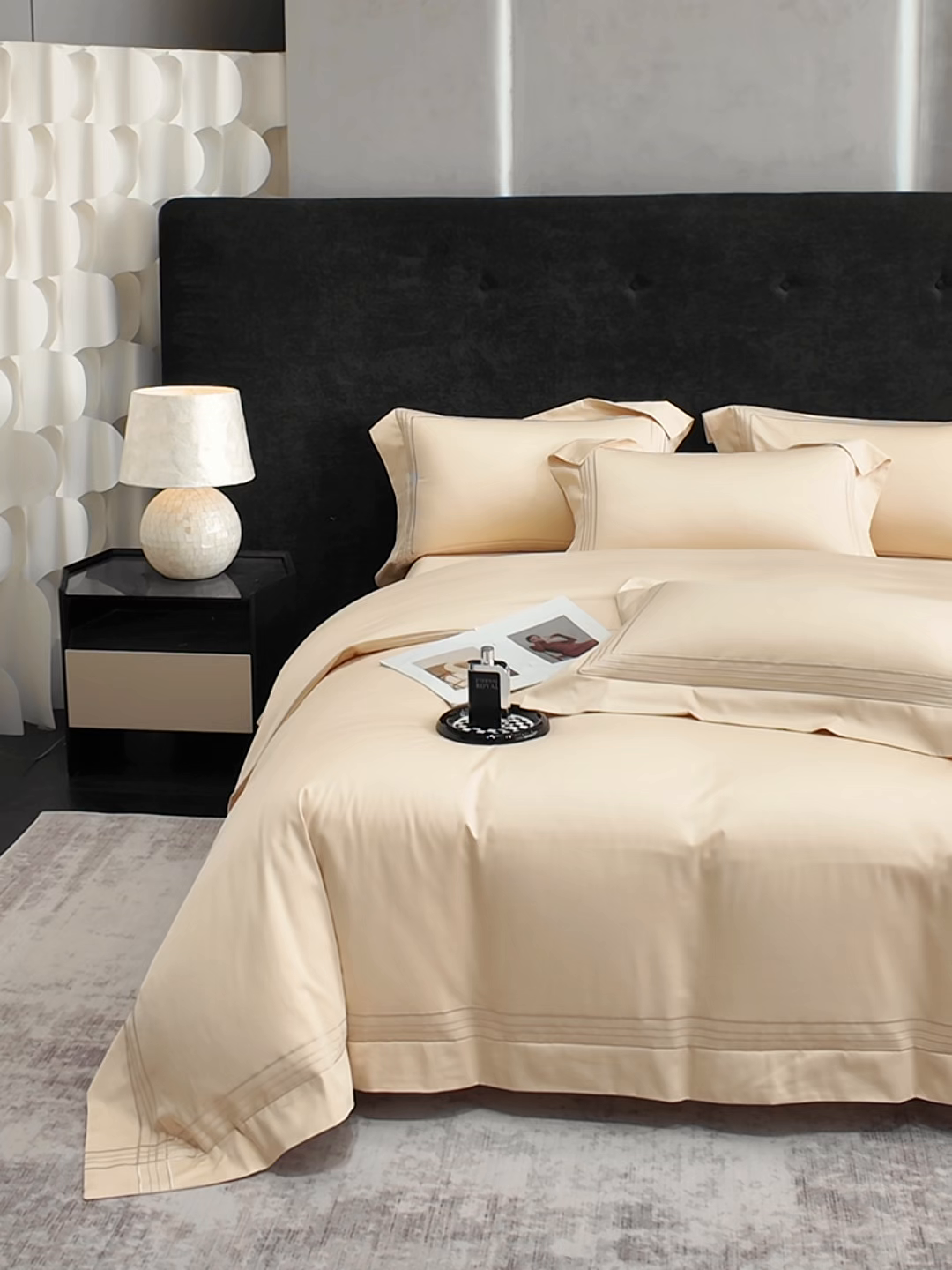 91家纺网 家纺一手货源 找家纺 星蕴家纺 2026新款贡缎新疆长绒棉四件套-千寻 千寻香槟金