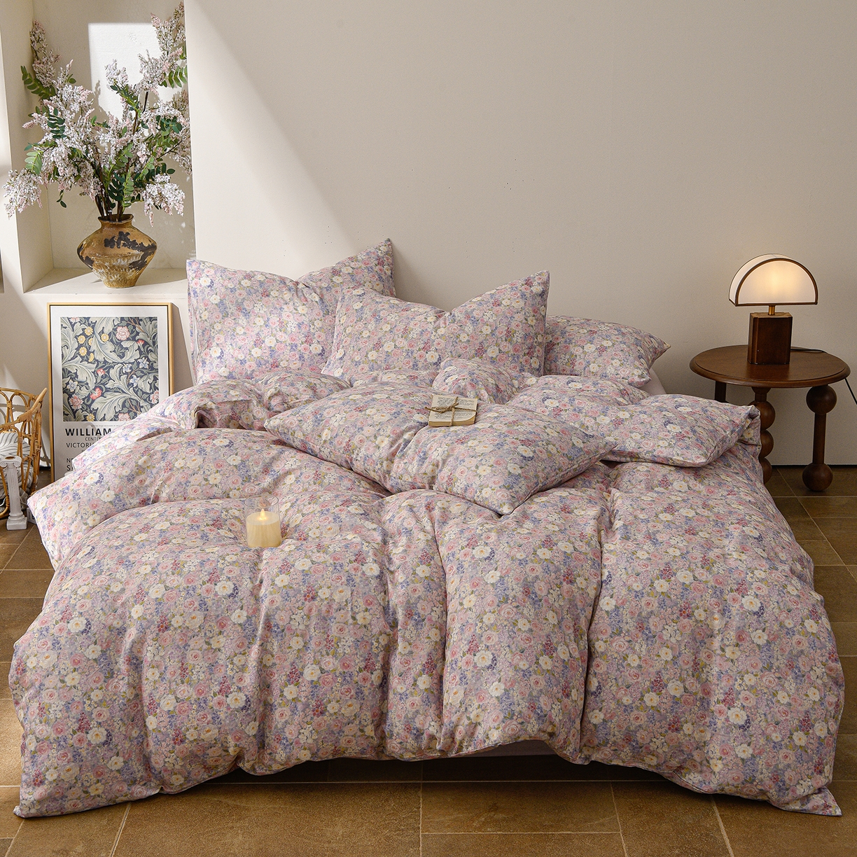 91家纺网 家纺一手货源 找家纺 富安笙 2026新款全棉纯棉双层纱四件套 馥郁-兰