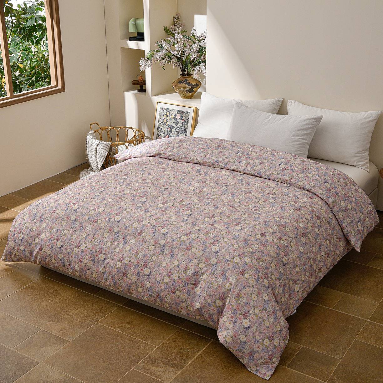 91家纺网 家纺一手货源 找家纺 富安笙 2026新款全棉纯棉双层纱四件套 馥郁-兰