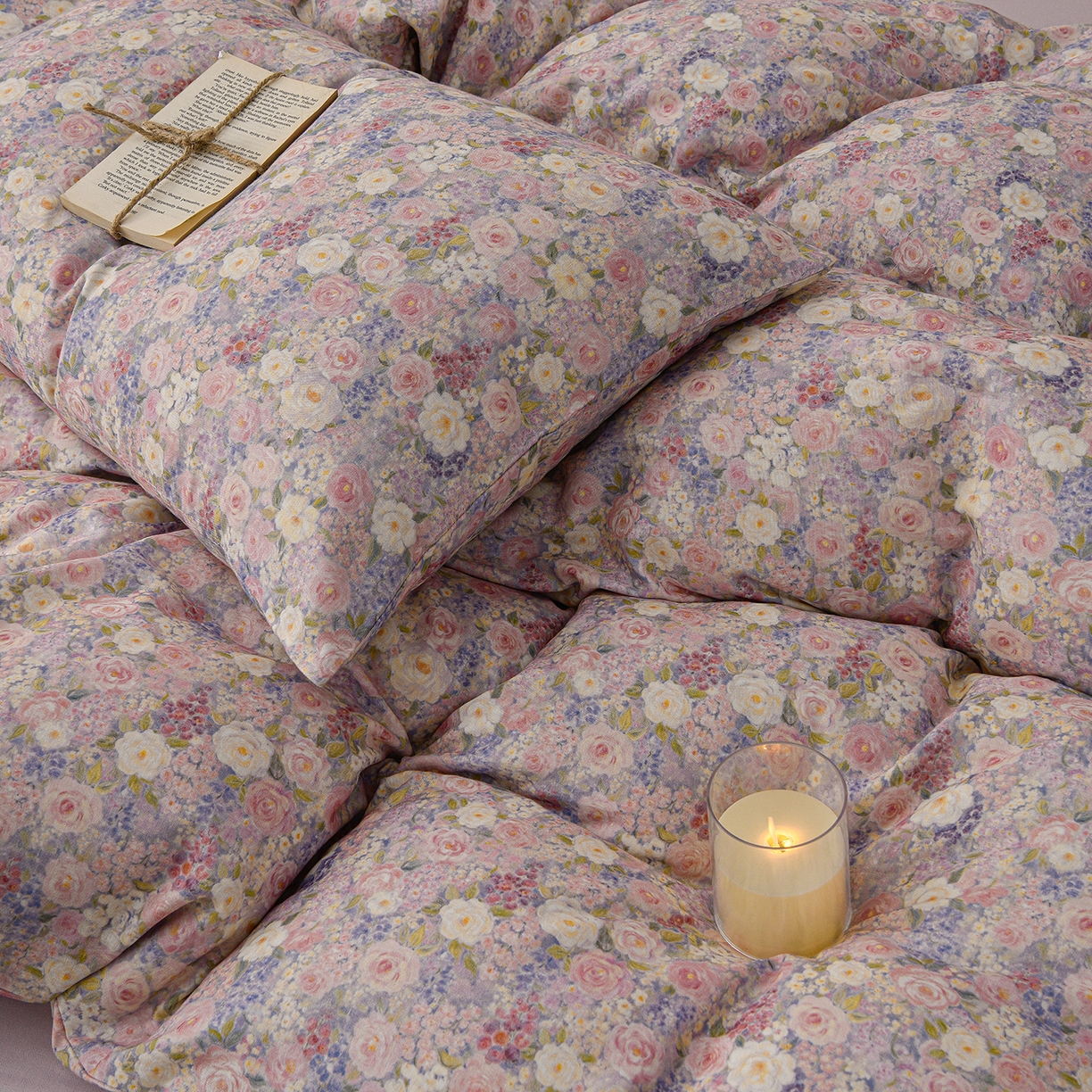 91家纺网 家纺一手货源 找家纺 富安笙 2026新款全棉纯棉双层纱四件套 馥郁-兰