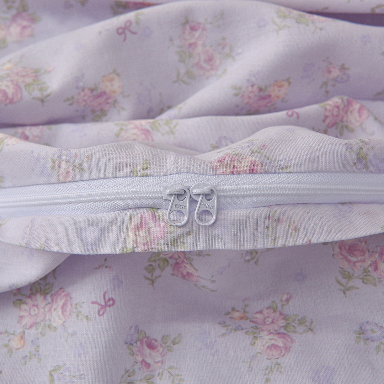 91家纺网 家纺一手货源 找家纺 富安笙 2026新款全棉纯棉双层纱四件套 江南花语-紫