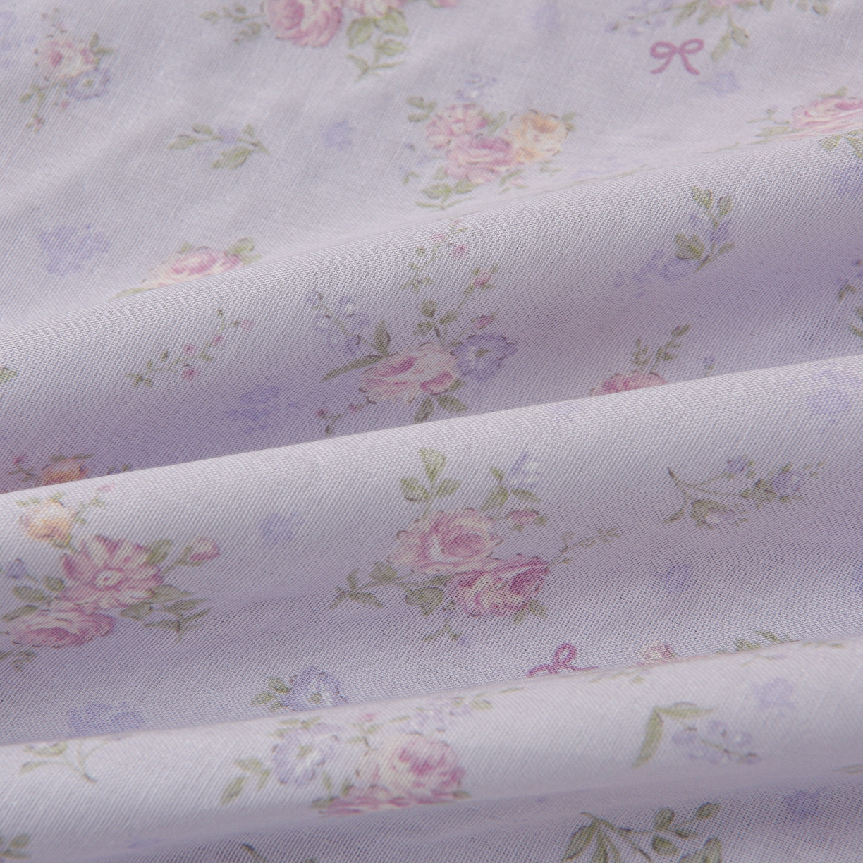 91家纺网 家纺一手货源 找家纺 富安笙 2026新款全棉纯棉双层纱四件套 江南花语-紫