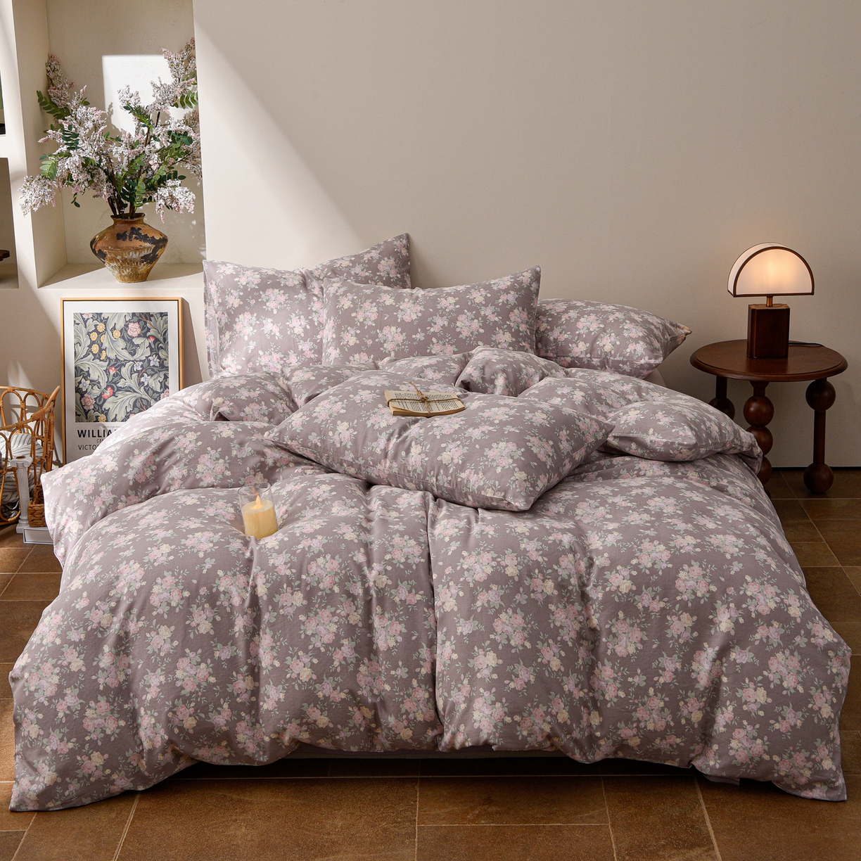 91家纺网 家纺一手货源 找家纺 富安笙 2026新款全棉纯棉双层纱四件套 墨丹青