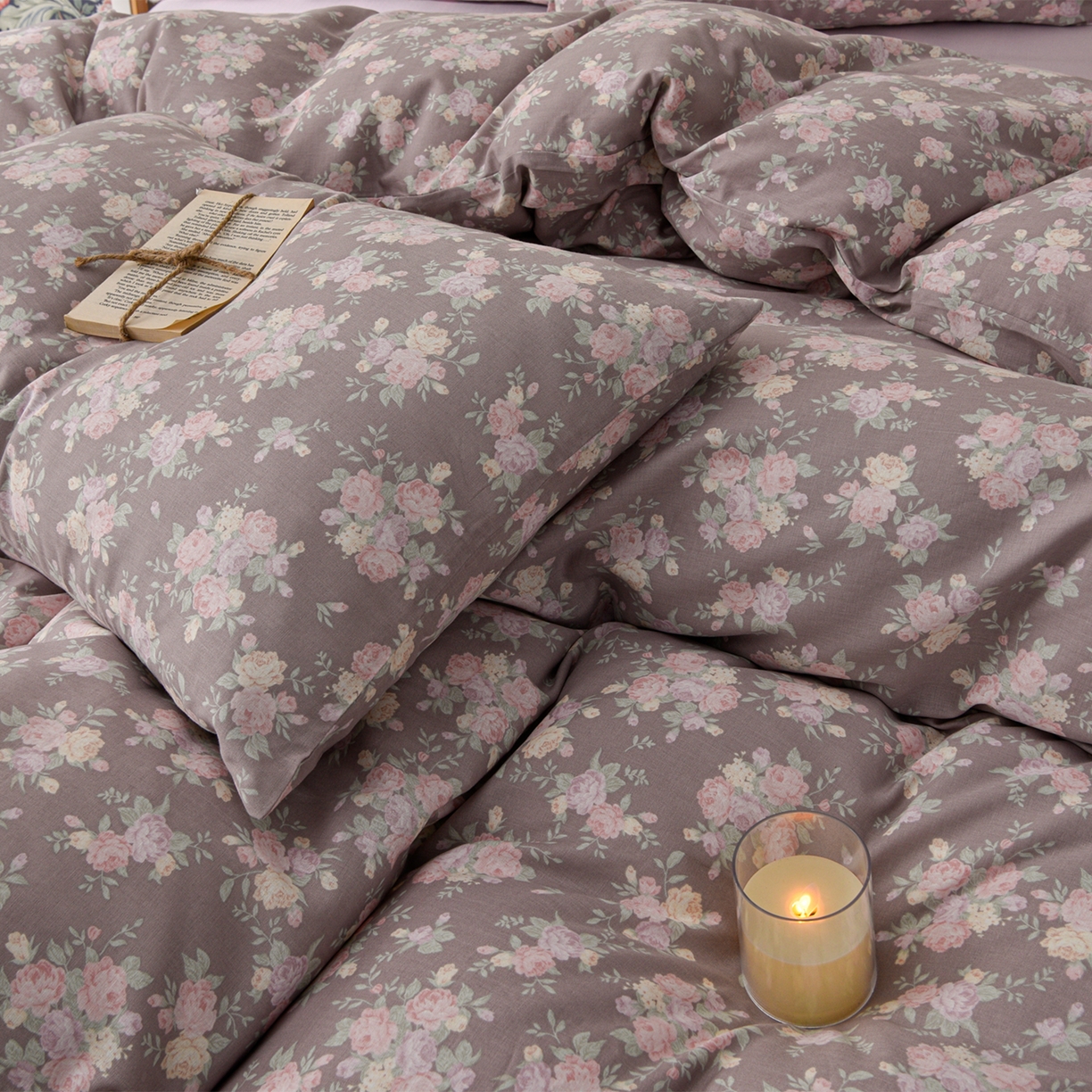 91家纺网 家纺一手货源 找家纺 富安笙 2026新款全棉纯棉双层纱四件套 墨丹青