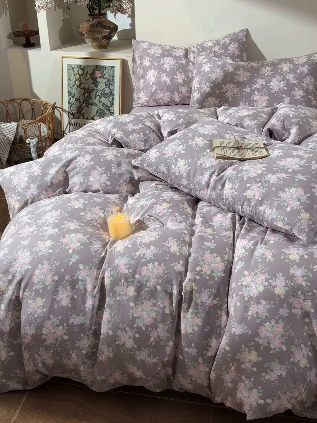 91家纺网 家纺一手货源 找家纺 富安笙 2026新款全棉纯棉双层纱四件套 墨丹青