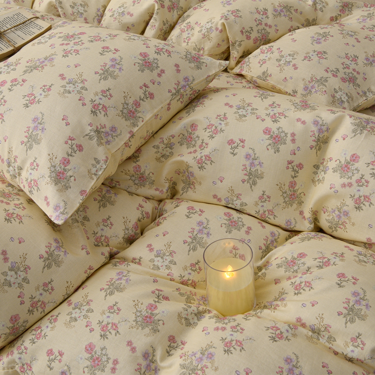 91家纺网 家纺一手货源 找家纺 富安笙 2026新款全棉纯棉双层纱四件套 花妍巧语