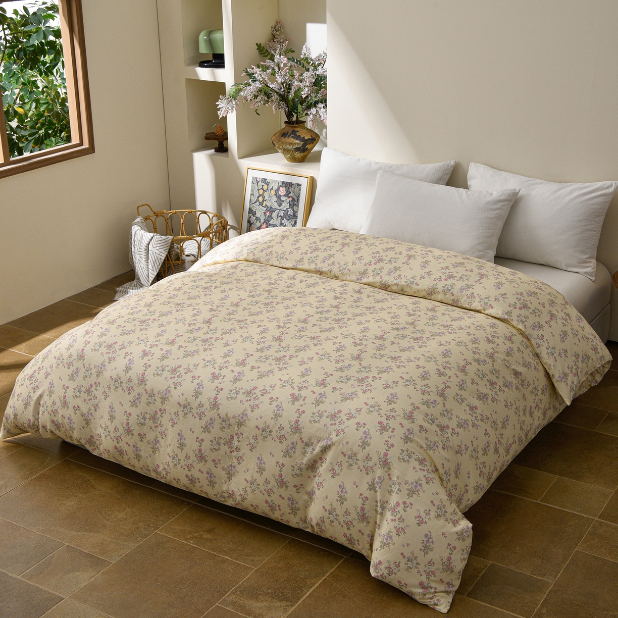 91家纺网 家纺一手货源 找家纺 富安笙 2026新款全棉纯棉双层纱四件套 花妍巧语