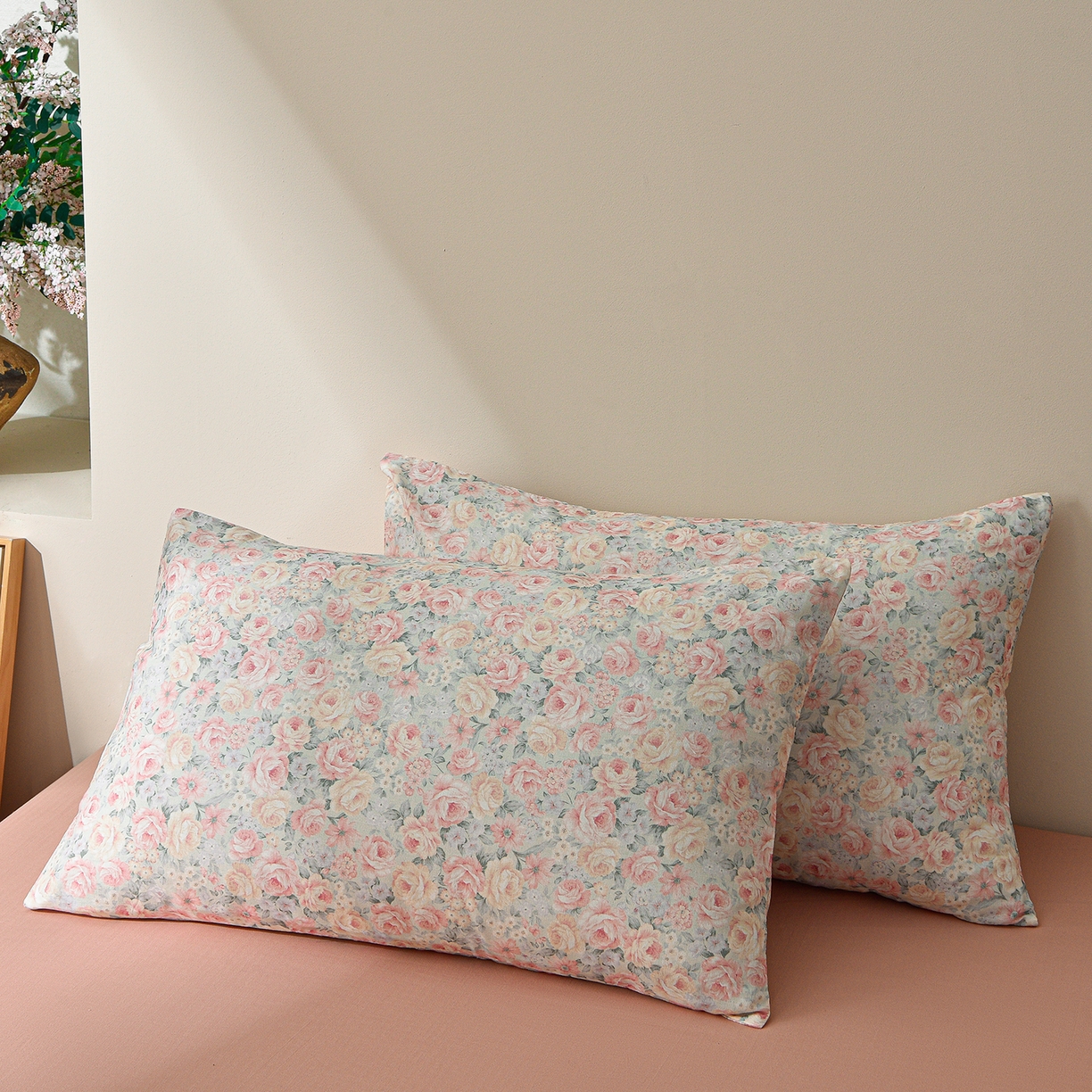 91家纺网 家纺一手货源 找家纺 富安笙 2026新款全棉纯棉双层纱四件套 花间序-兰