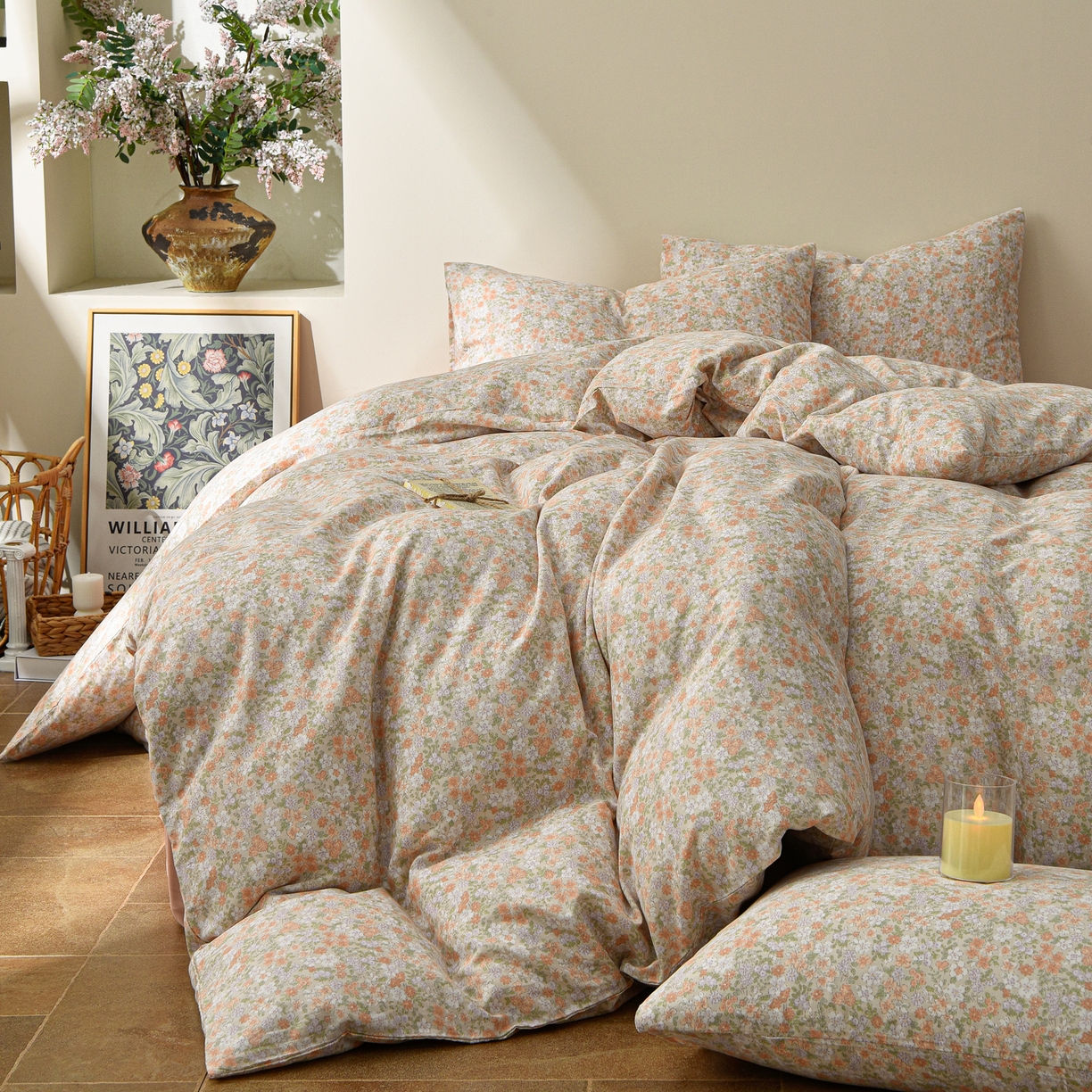 富安笙 2026新款全棉纯棉双层纱四件套 小情歌(桔)