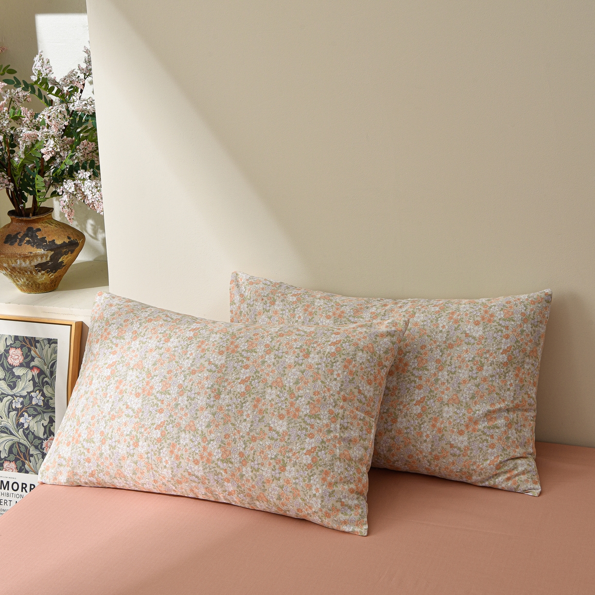 91家纺网 家纺一手货源 找家纺 富安笙 2026新款全棉纯棉双层纱四件套 小情歌(桔)