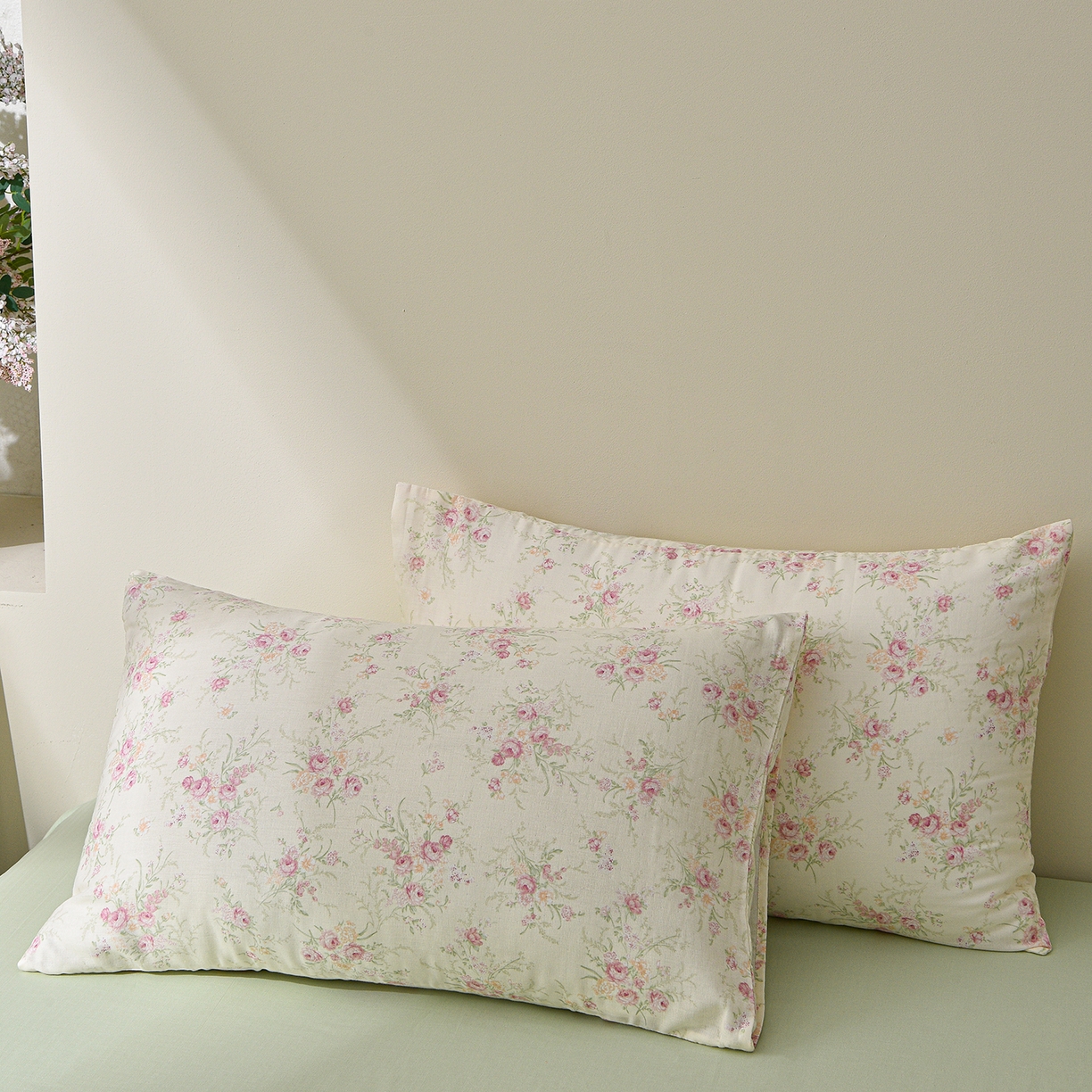 91家纺网 家纺一手货源 找家纺 富安笙 2026新款全棉纯棉双层纱四件套 豆蔻-米