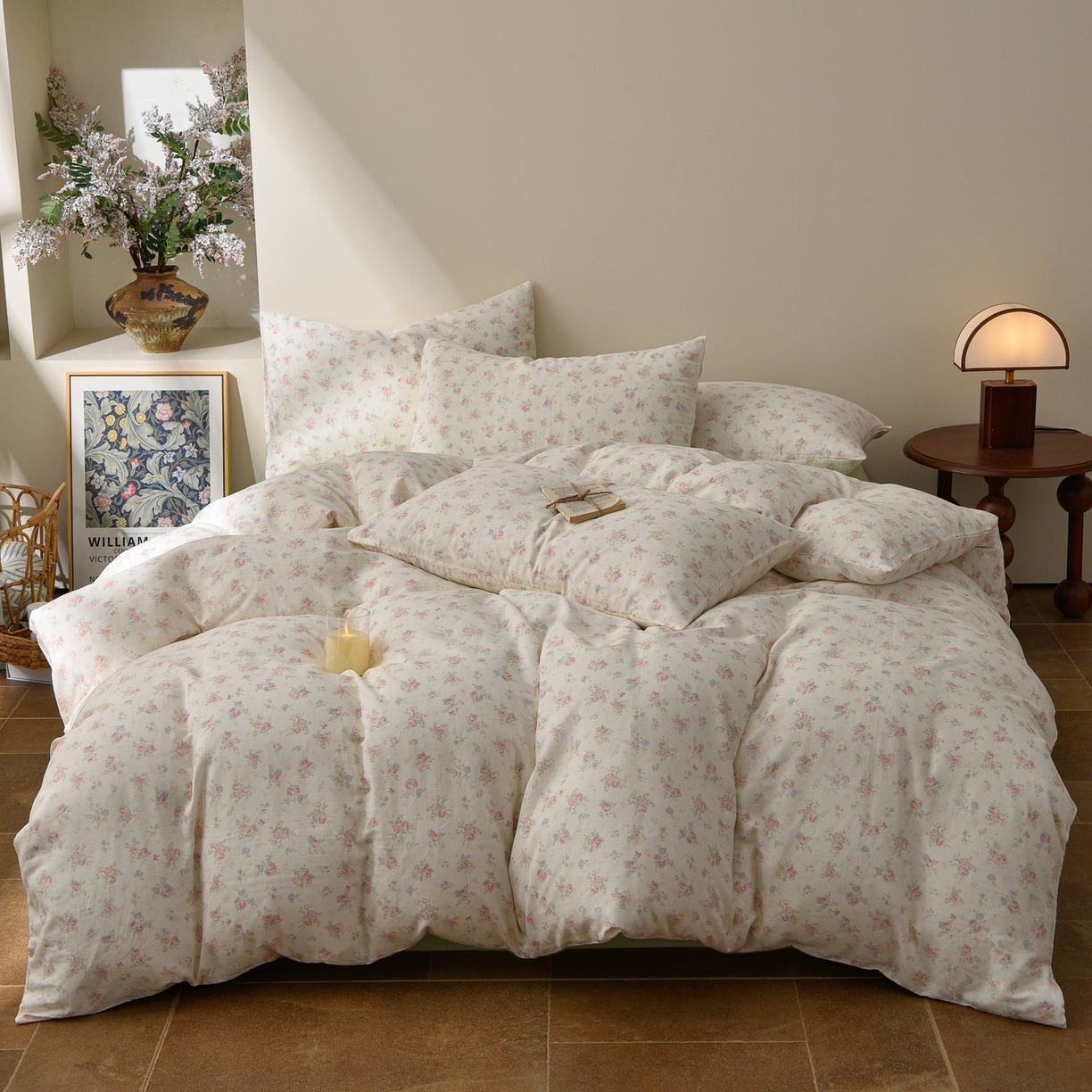 91家纺网 家纺一手货源 找家纺 富安笙 2026新款全棉纯棉双层纱四件套 江南花语-米