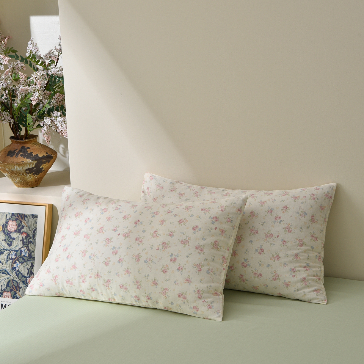 91家纺网 家纺一手货源 找家纺 富安笙 2026新款全棉纯棉双层纱四件套 江南花语-米