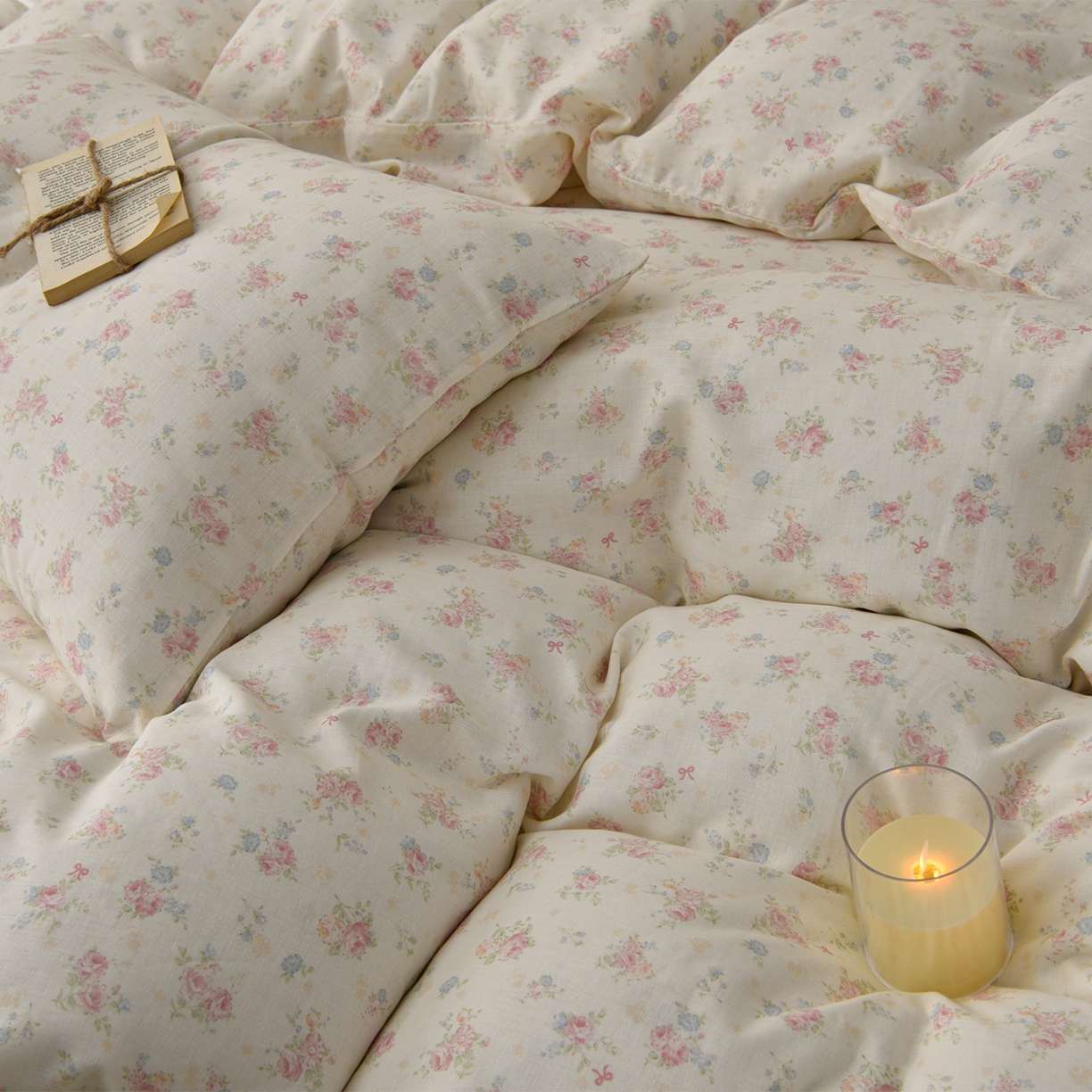 91家纺网 家纺一手货源 找家纺 富安笙 2026新款全棉纯棉双层纱四件套 江南花语-米