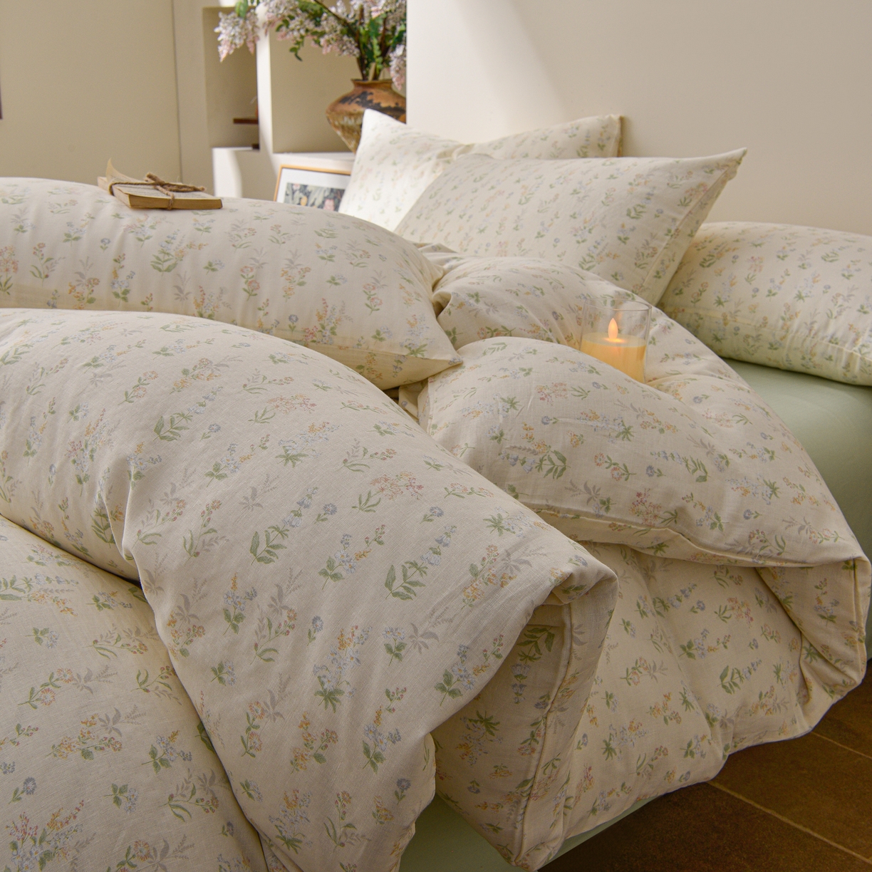 91家纺网 家纺一手货源 找家纺 富安笙 2026新款全棉纯棉双层纱四件套 小姿