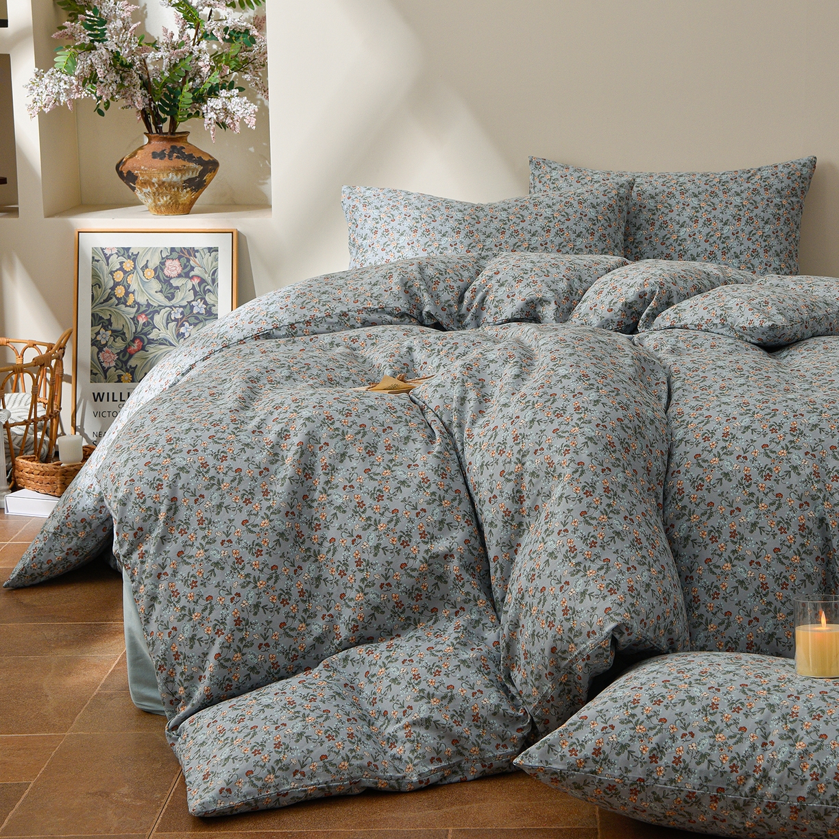 富安笙 2026新款全棉纯棉双层纱四件套 花幻-兰