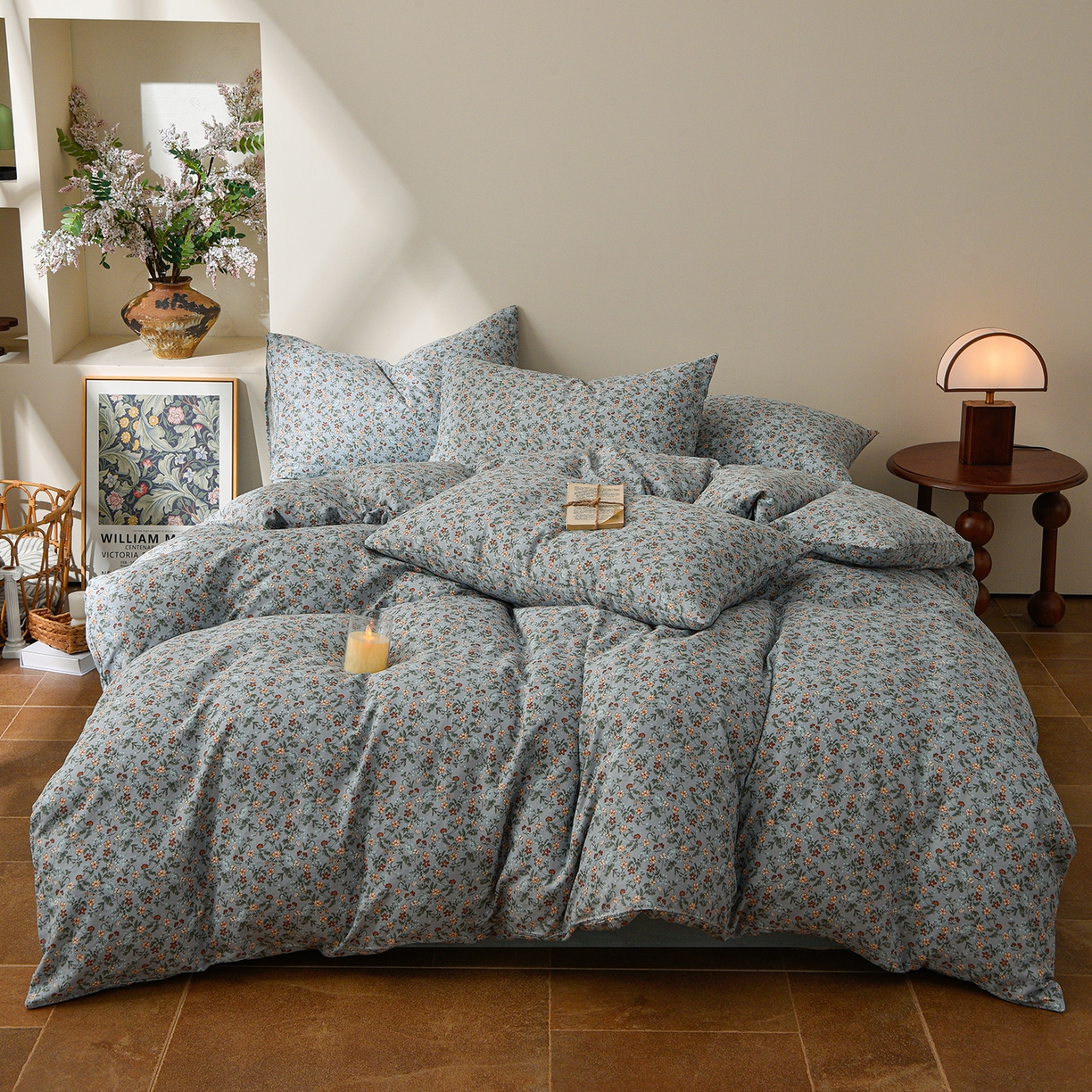 91家纺网 家纺一手货源 找家纺 富安笙 2026新款全棉纯棉双层纱四件套 花幻-兰