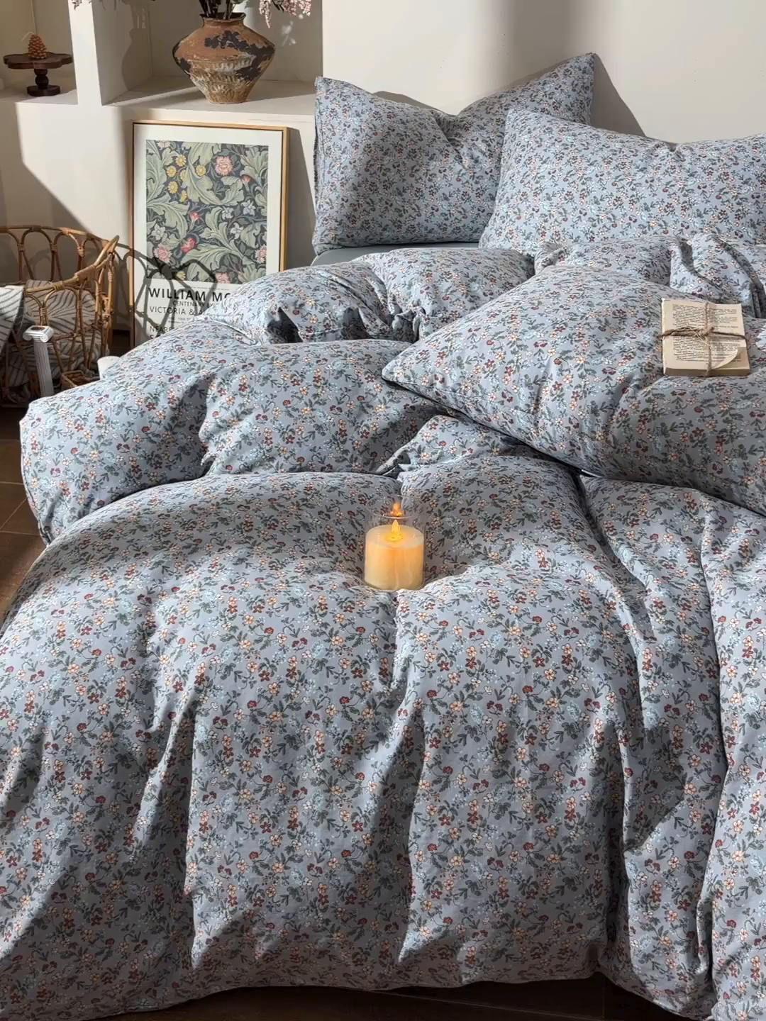 91家纺网 家纺一手货源 找家纺 富安笙 2026新款全棉纯棉双层纱四件套 花幻-兰