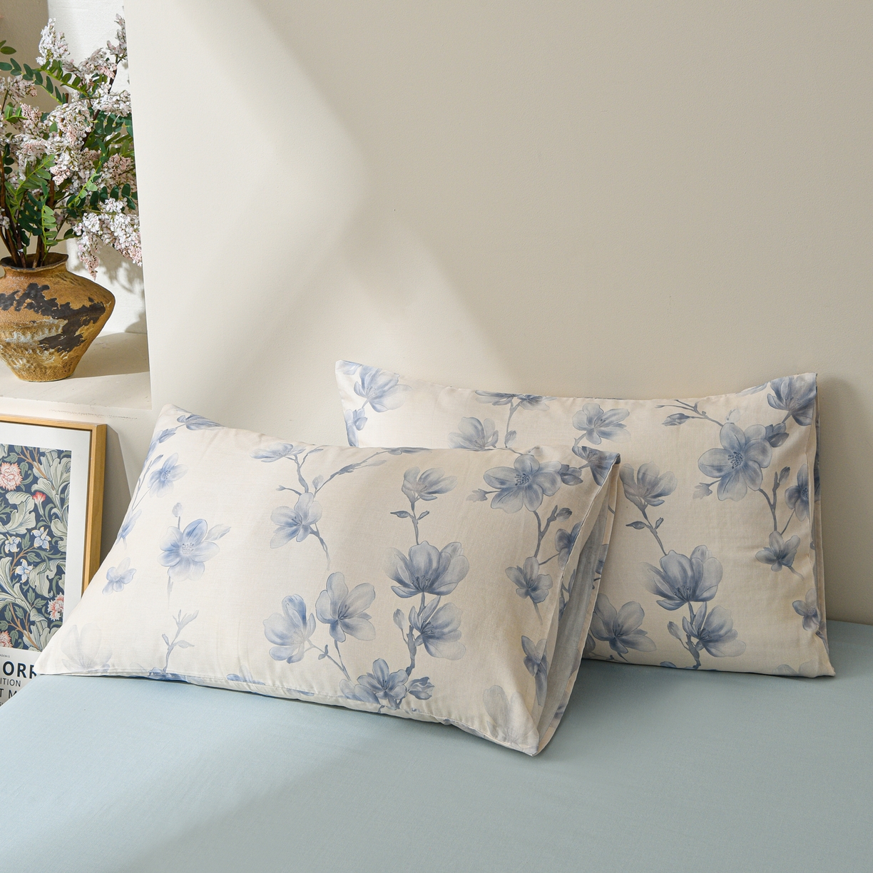 91家纺网 家纺一手货源 找家纺 富安笙 2026新款全棉纯棉双层纱四件套 花蔓轻舞-兰