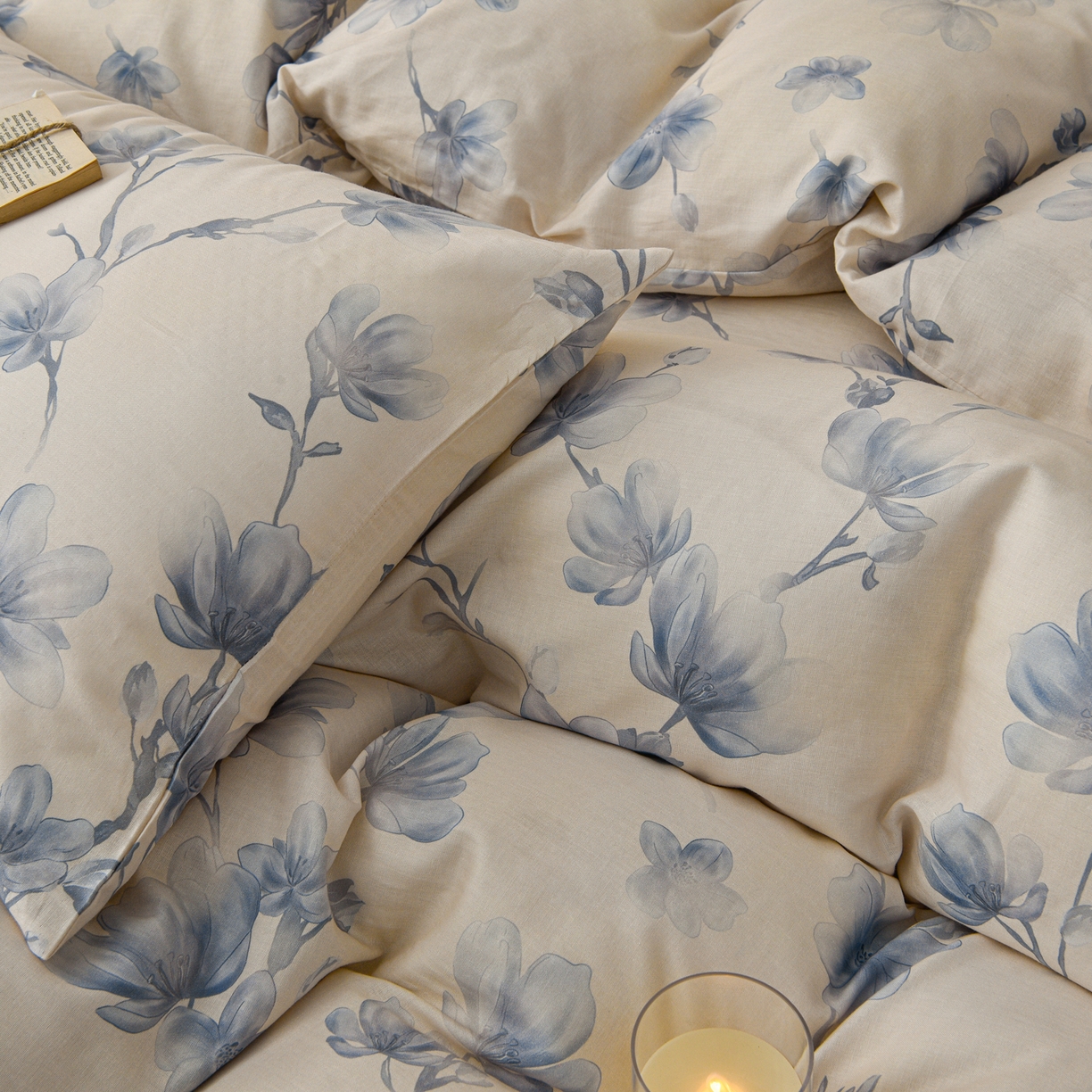 91家纺网 家纺一手货源 找家纺 富安笙 2026新款全棉纯棉双层纱四件套 花蔓轻舞-兰