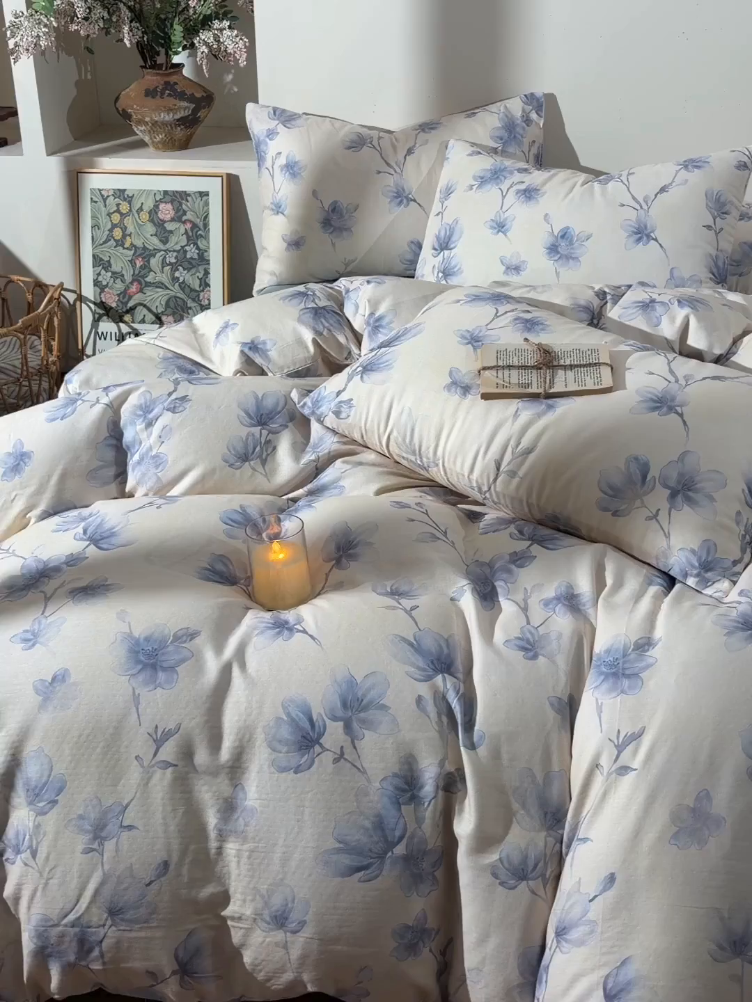 91家纺网 家纺一手货源 找家纺 富安笙 2026新款全棉纯棉双层纱四件套 花蔓轻舞-兰