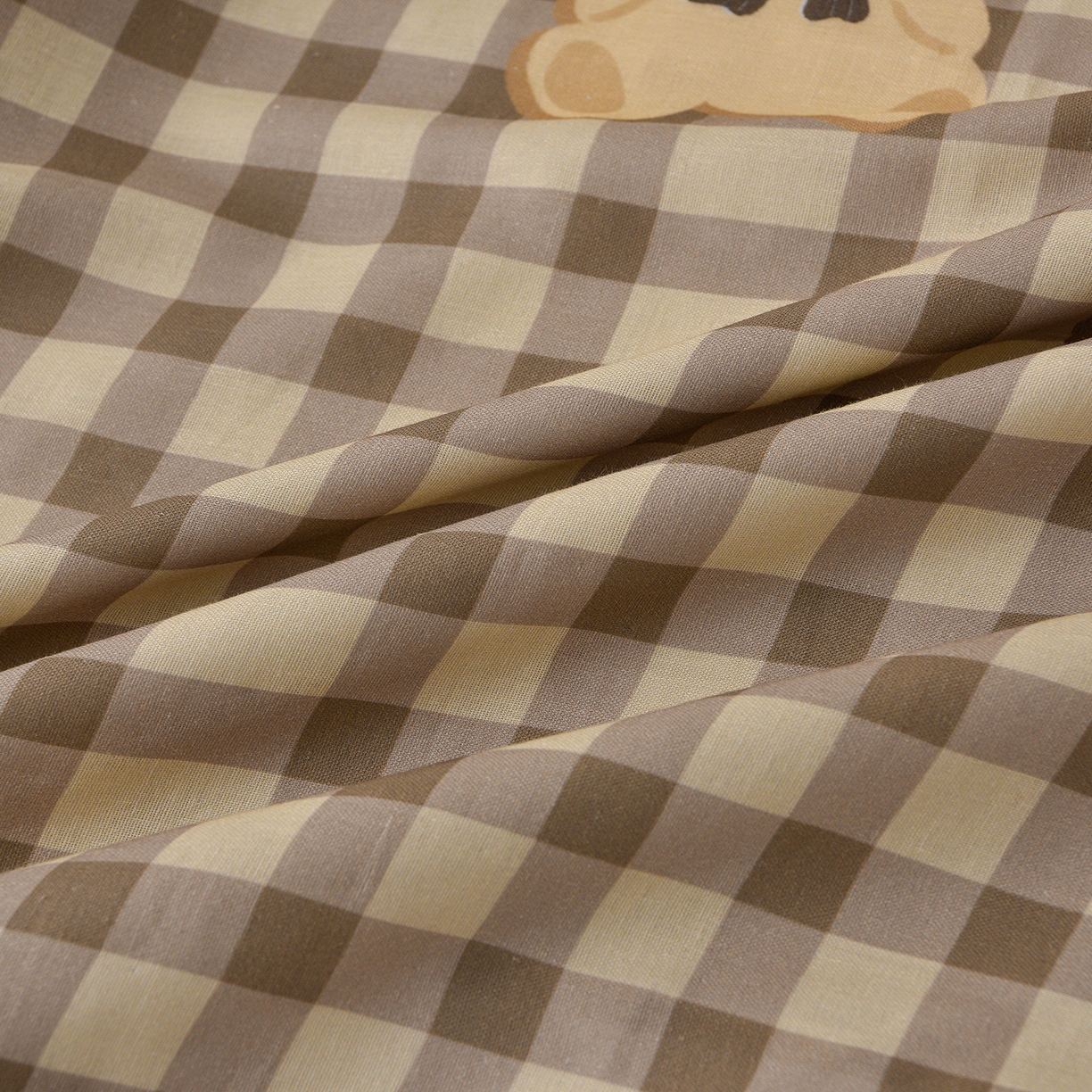 91家纺网 家纺一手货源 找家纺 富安笙 2026新款全棉纯棉双层纱四件套 领结小熊-米