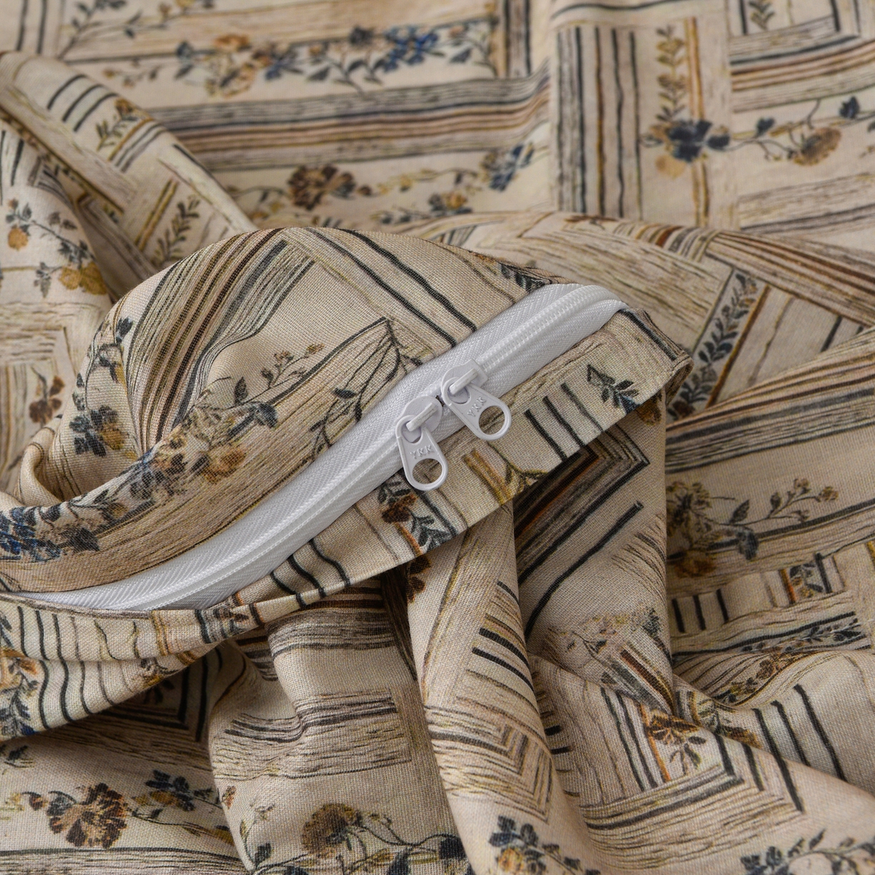 91家纺网 家纺一手货源 找家纺 富安笙 2026新款全棉纯棉双层纱四件套 织纹花开