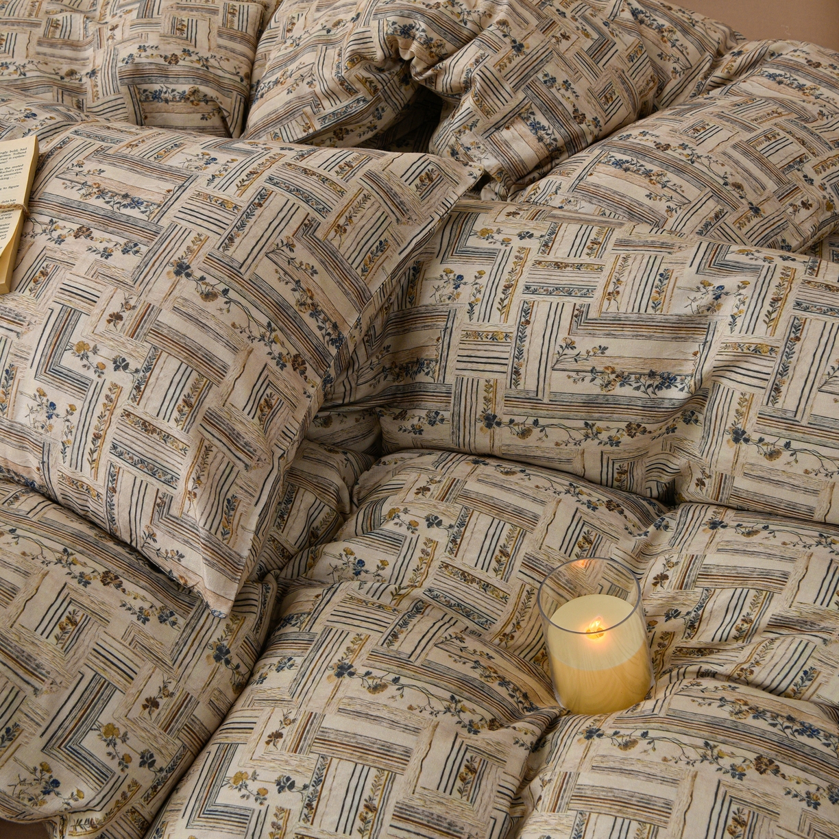 91家纺网 家纺一手货源 找家纺 富安笙 2026新款全棉纯棉双层纱四件套 织纹花开