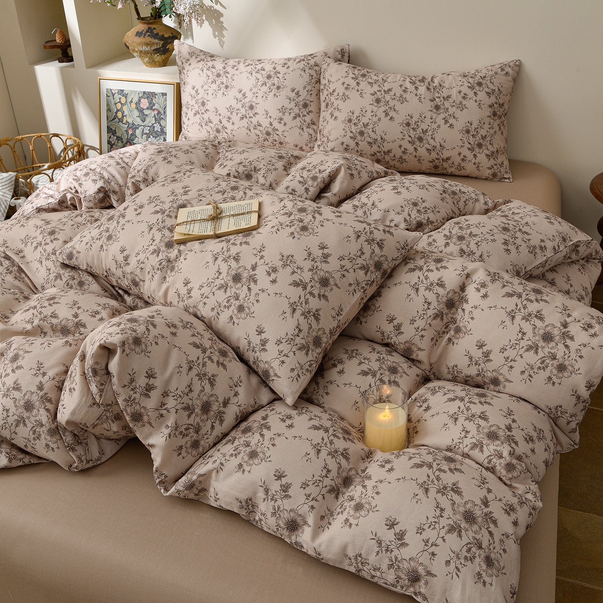 91家纺网 家纺一手货源 找家纺 富安笙 2026新款全棉纯棉双层纱四件套 攀枝花-红