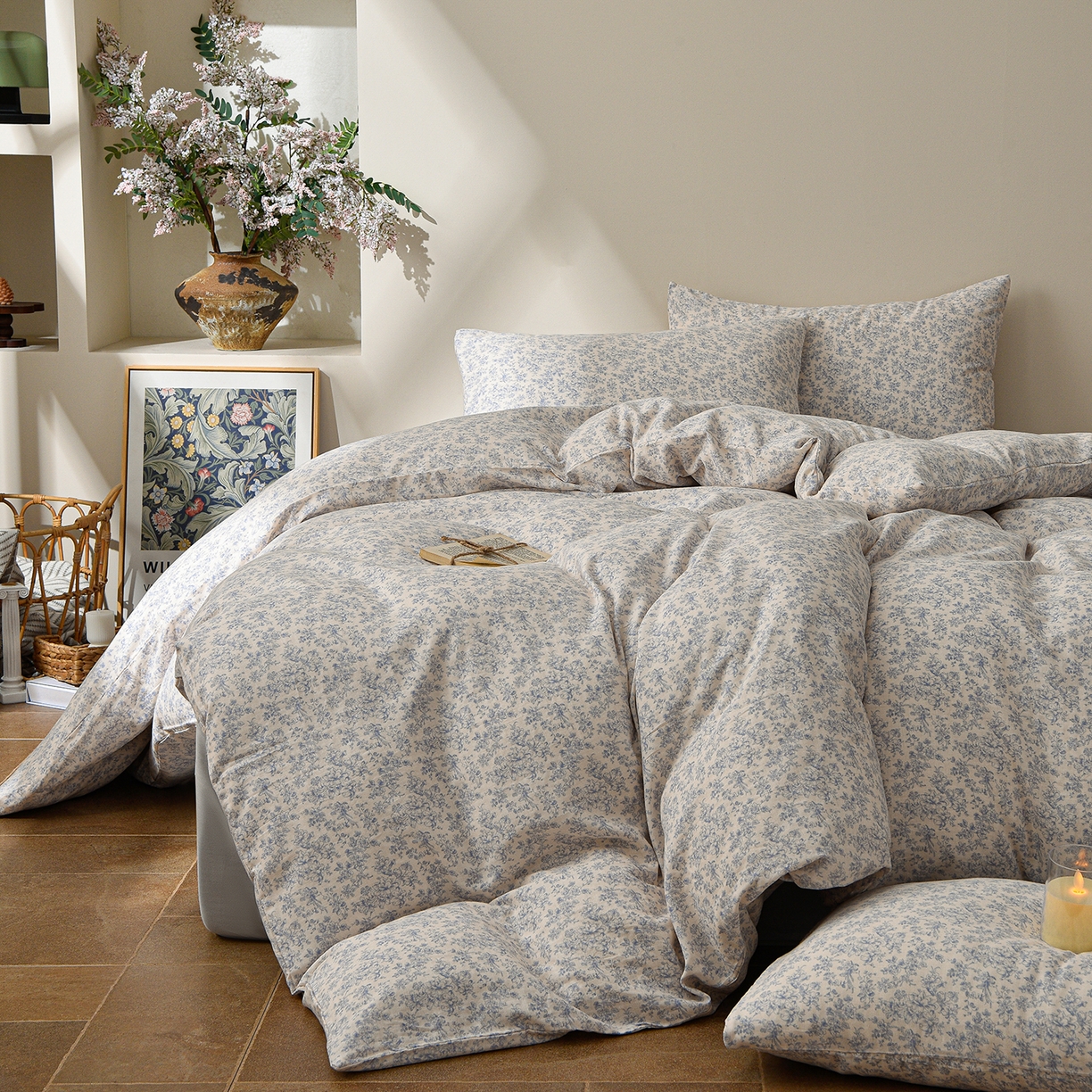 富安笙 2026新款全棉纯棉双层纱四件套 月见兰-兰