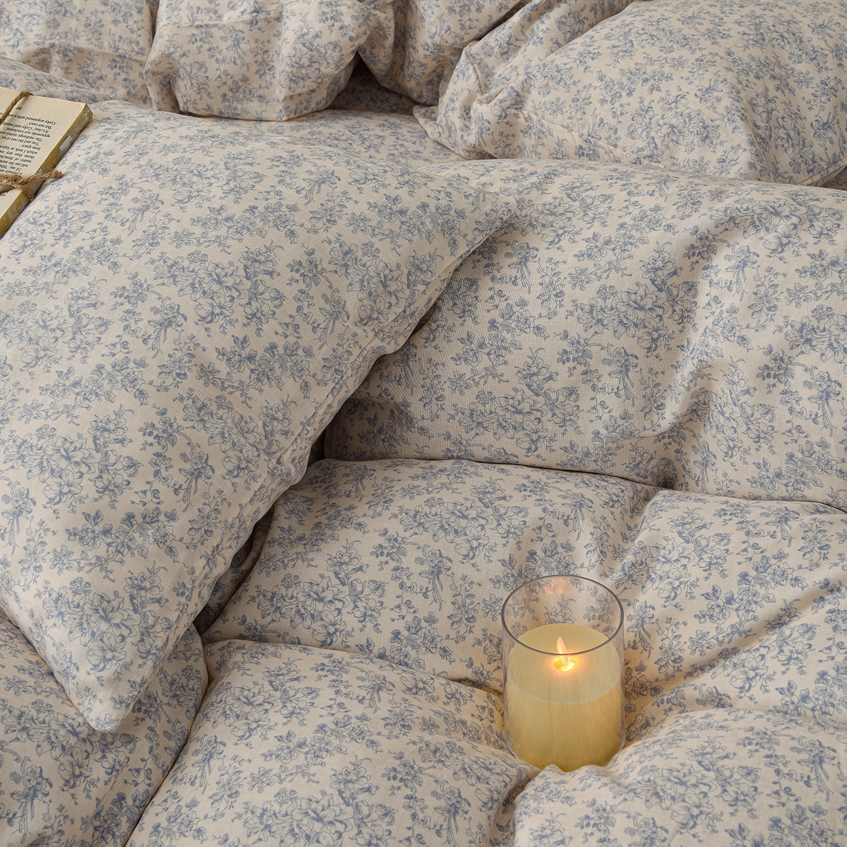 91家纺网 家纺一手货源 找家纺 富安笙 2026新款全棉纯棉双层纱四件套 月见兰-兰