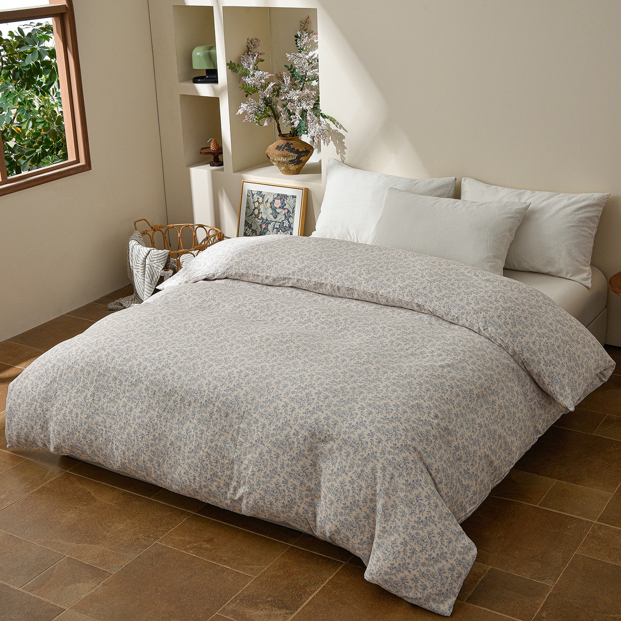 91家纺网 家纺一手货源 找家纺 富安笙 2026新款全棉纯棉双层纱四件套 月见兰-兰